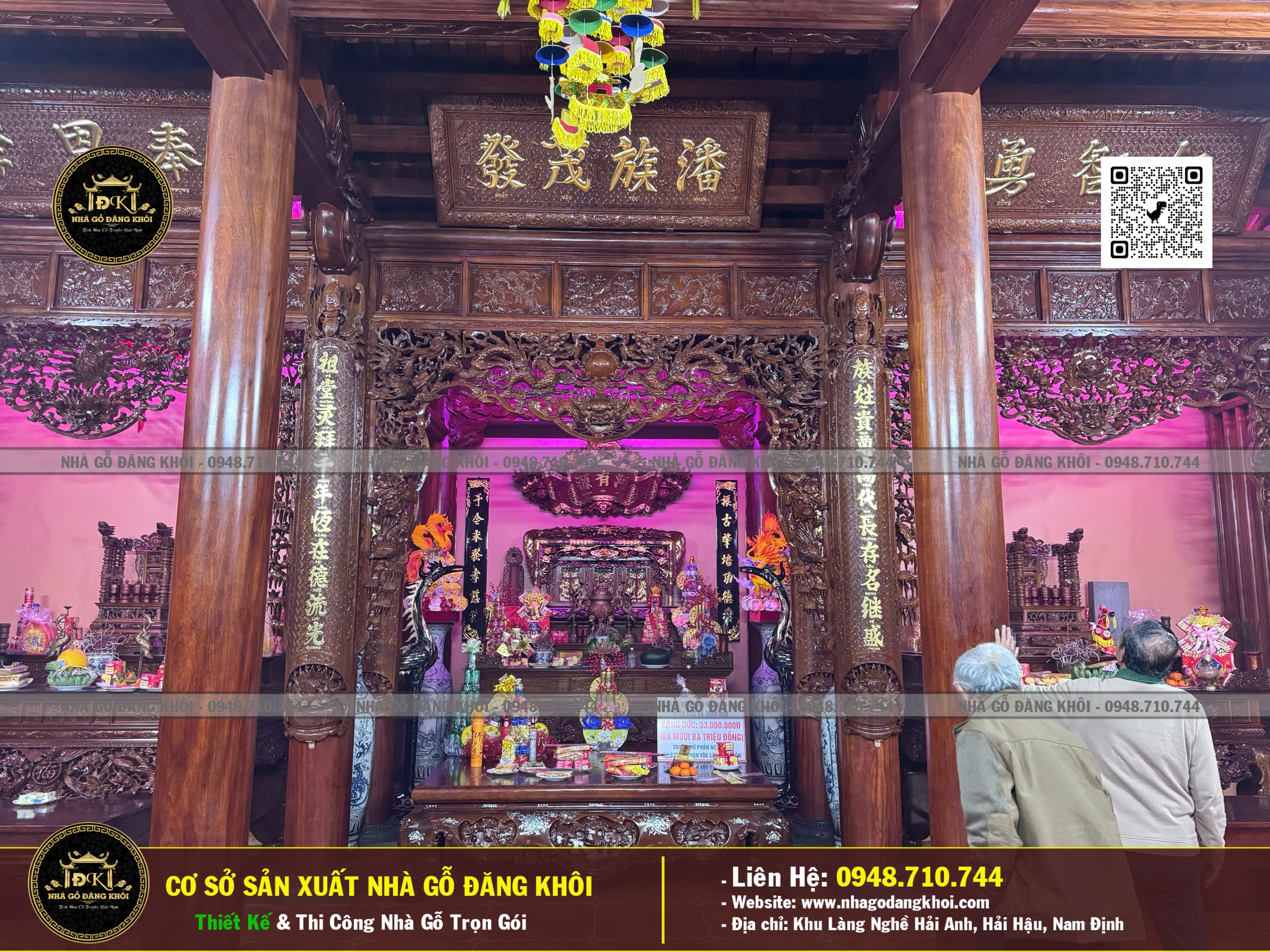 Nội Thất Nhà Gỗ 3 Gian 1 Hậu Cung Lim Nam Phi ,Nhà Thờ Họ Phan Nhà Gỗ Đăng khôi