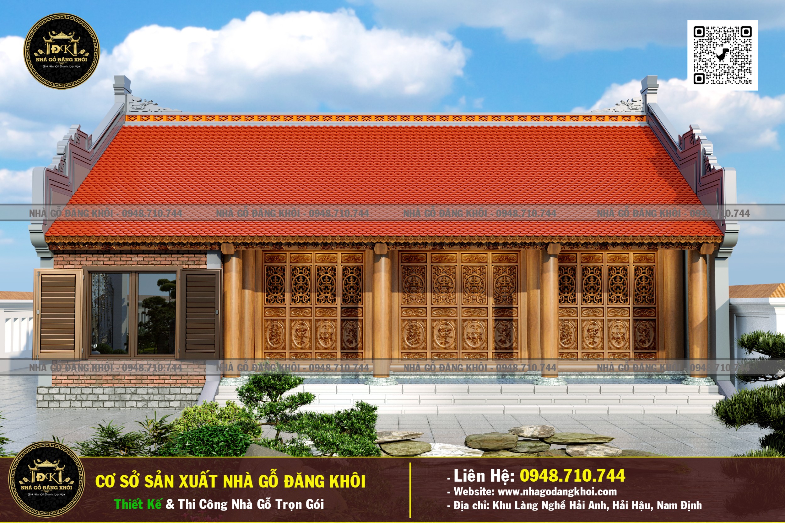 Nhà Gỗ 3 Gian 1 Phòng Ngủ Lim Nam Phi - Nhà Gỗ Đăng Khôi