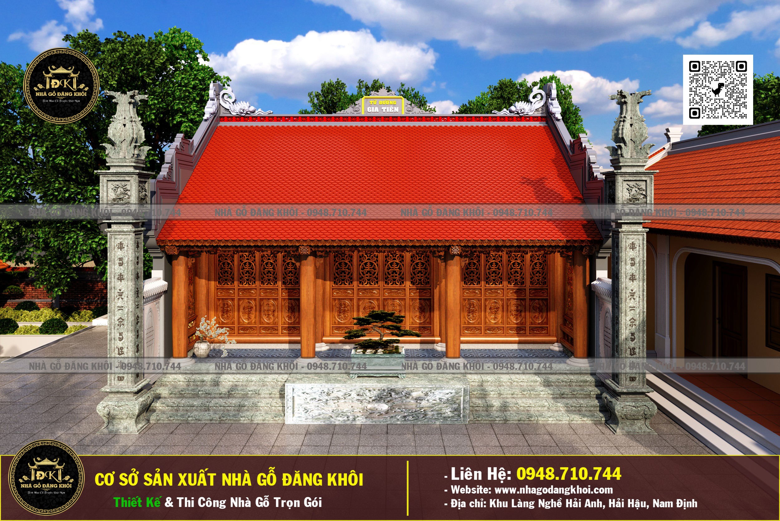 Thiết Kế Nhà Gỗ 3 Gian Lim Nam Phi Tại Hà Nội