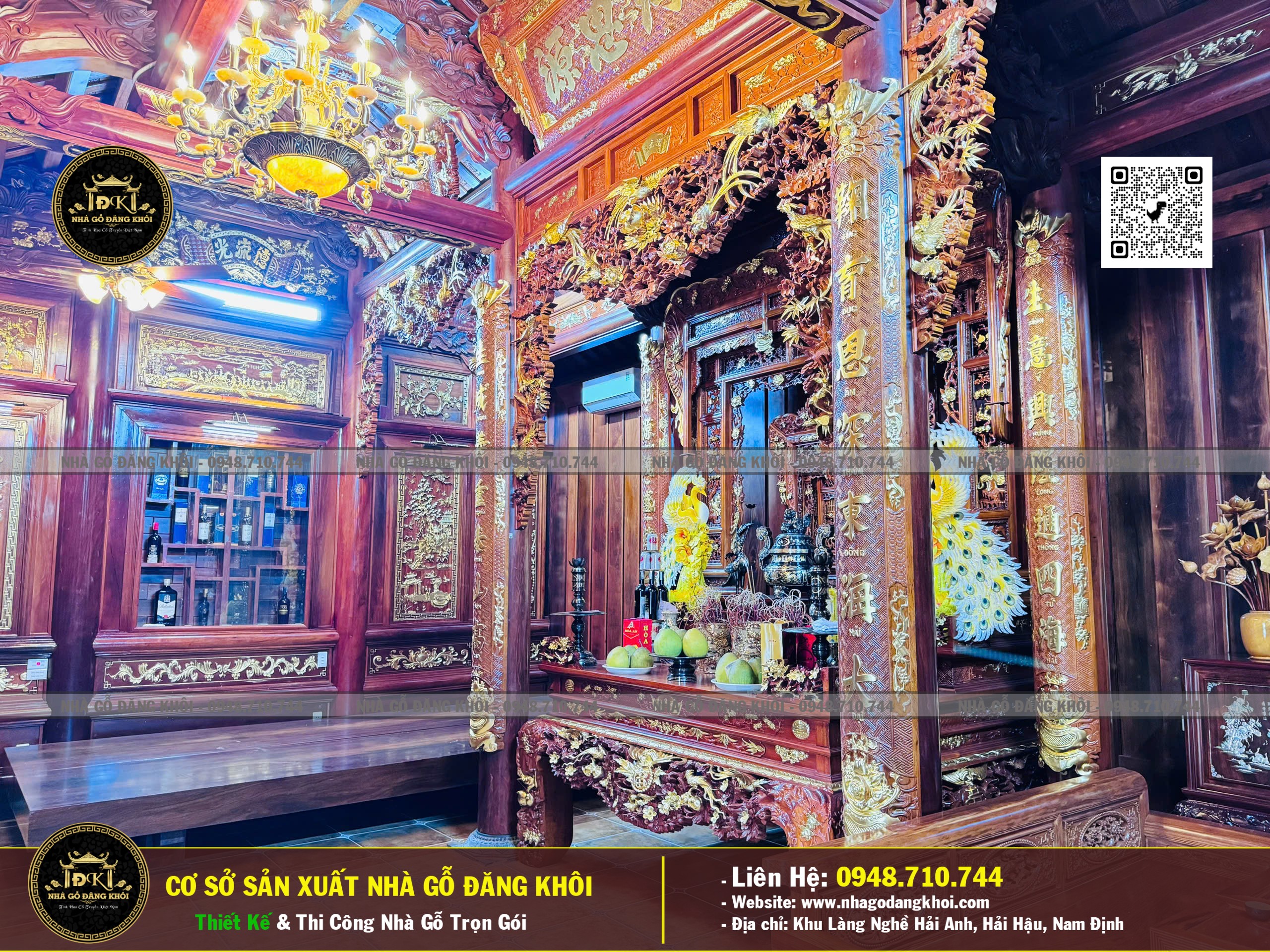Nội Thất Nhà Gỗ 3 Gian Căm Xe Lào - Nhà Gỗ Đăng Khôi
