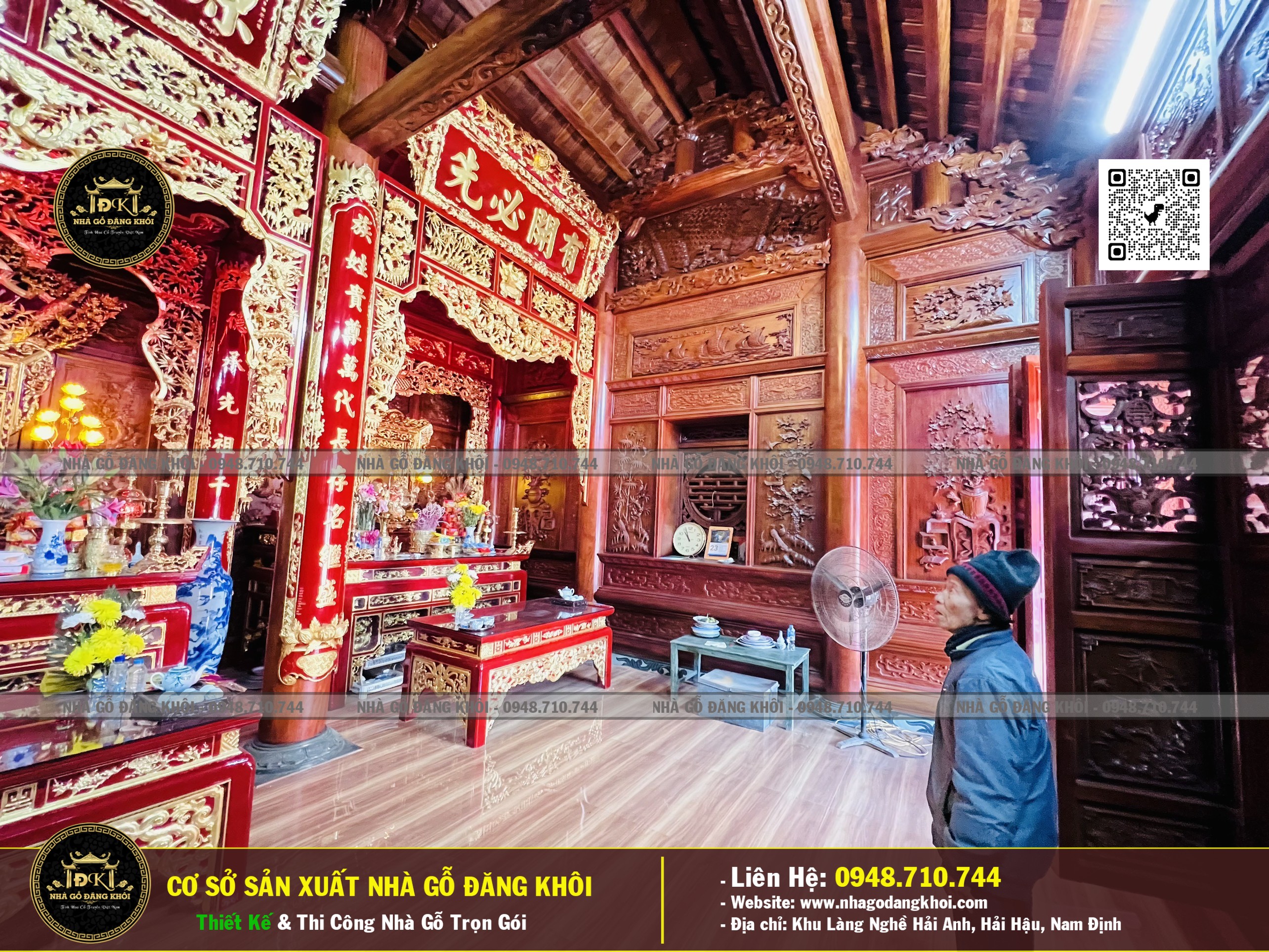 Nội Thất Nhà Gỗ 3 Gian Lim Họ Nguyễn - Nhà Gỗ Đăng Khôi