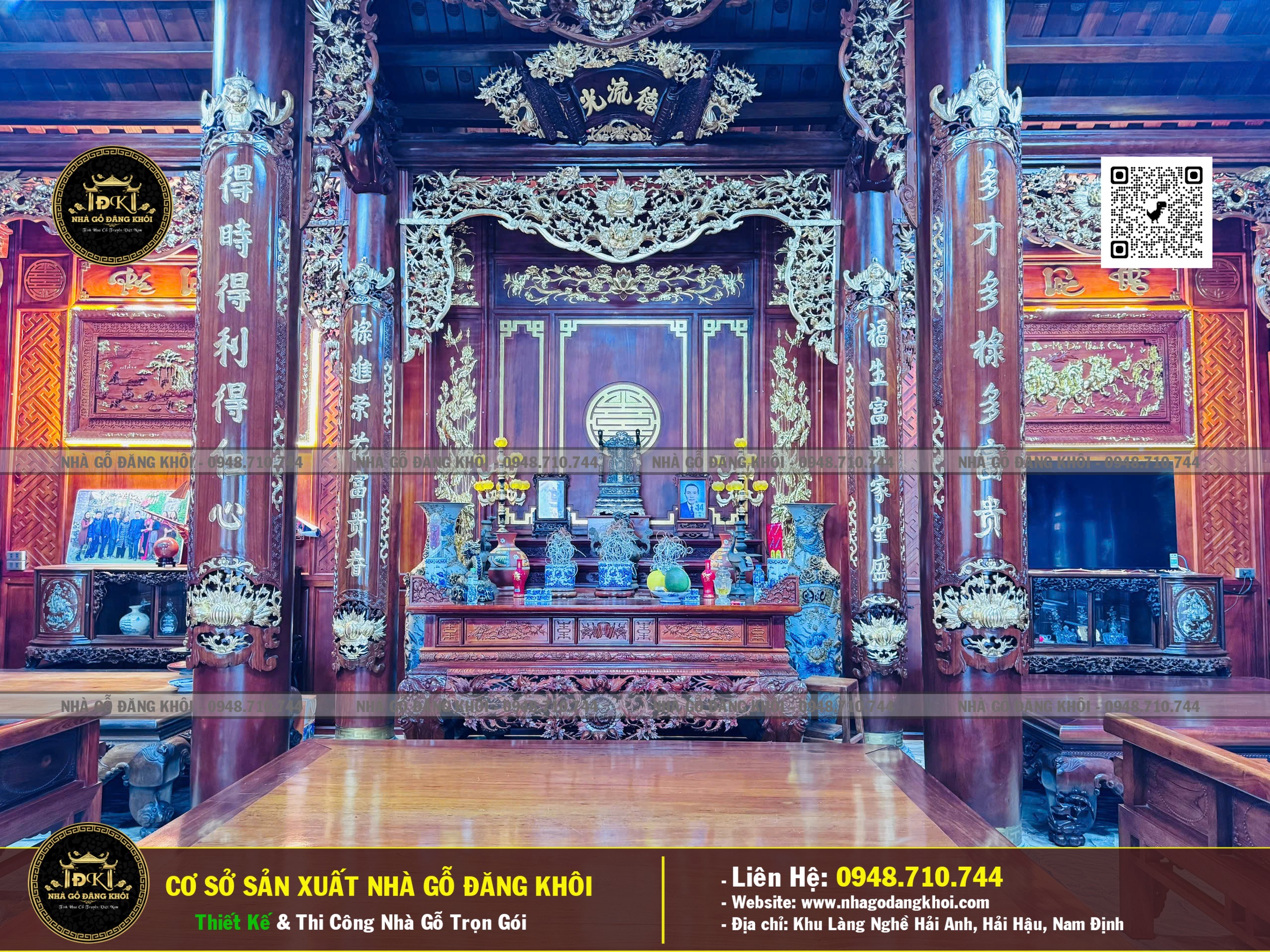 Nội Thất Nhà Gỗ 5 Gian Lim Lào - Nhà Gỗ Đăng Khôi