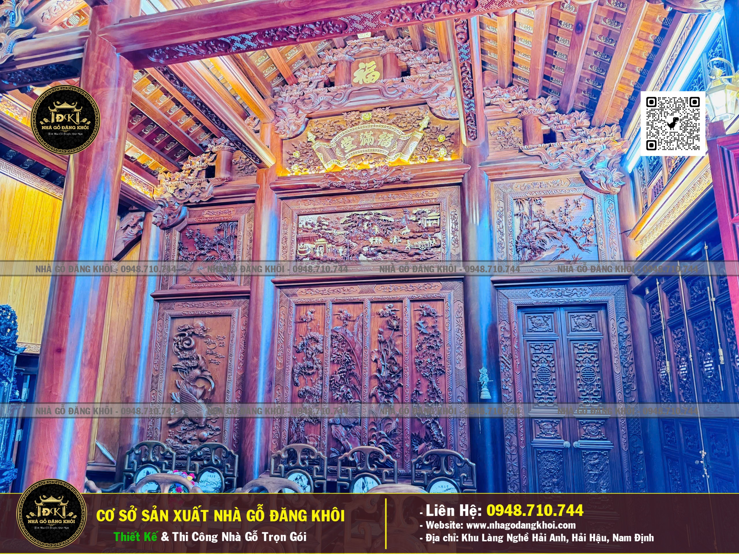 Nội Thất Nhà Gỗ 5 Gian Căm Xe Lào - Nhà Gỗ Đăng Khôi