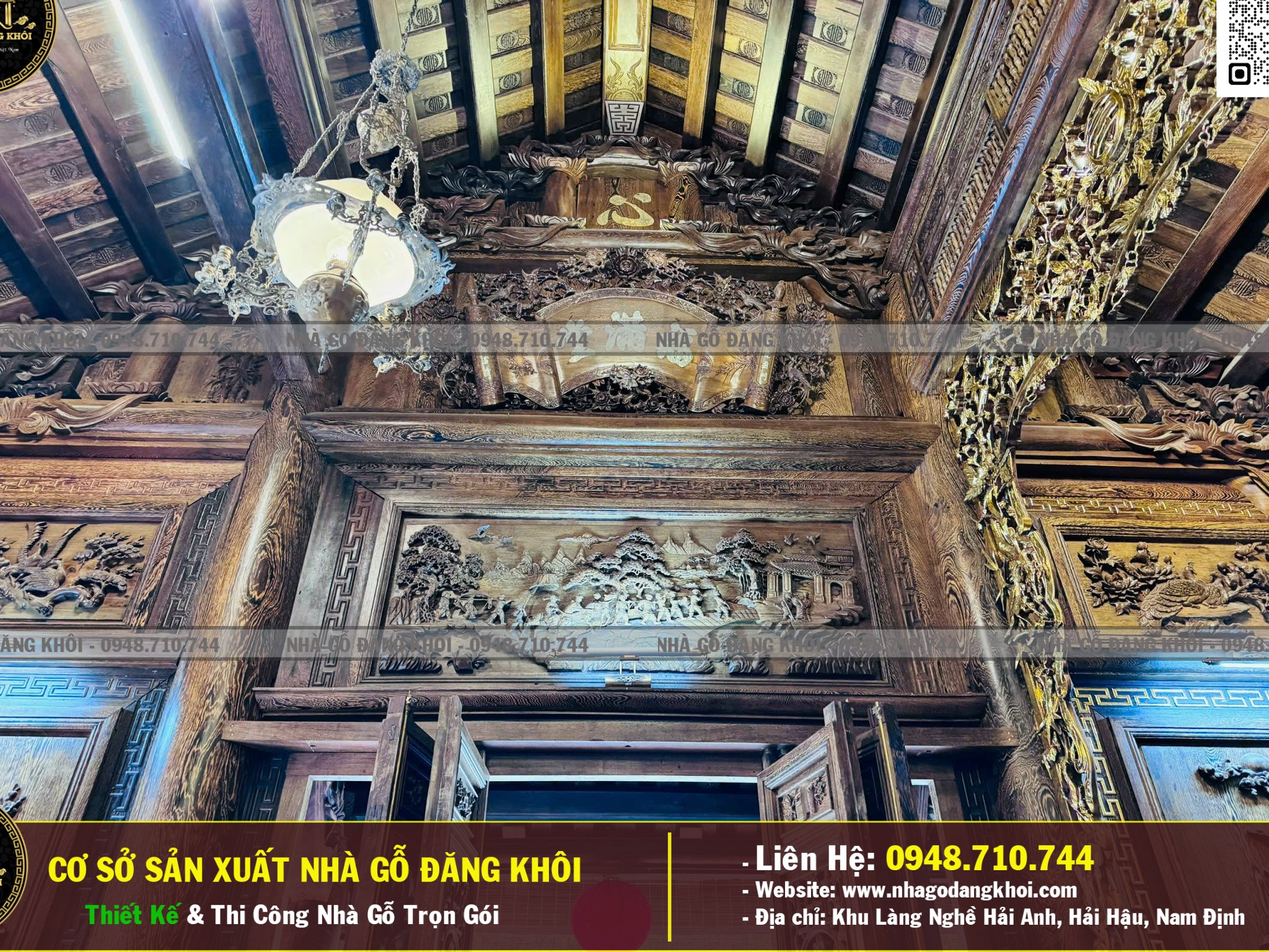 Ảnh Nội Thất NHà GỖ 3 Gian 4 Mái Đao Gỗ Mun Đuôi Công Tại Bình Dương ! 4