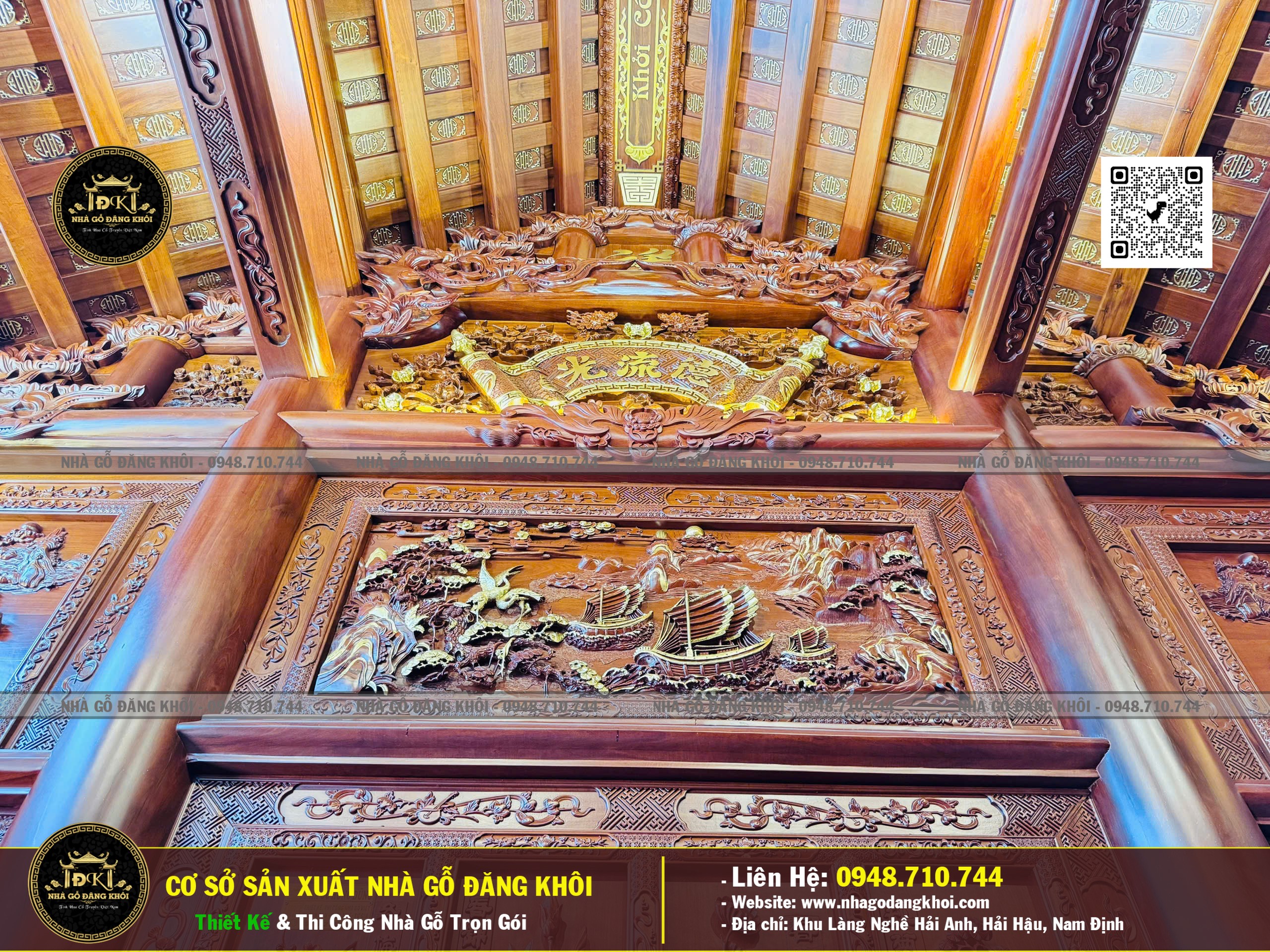 Ảnh Nội Thất Nhà Gỗ 5 Gian Căm Xe Lào - Nhà Gỗ Đăng Khôi 4