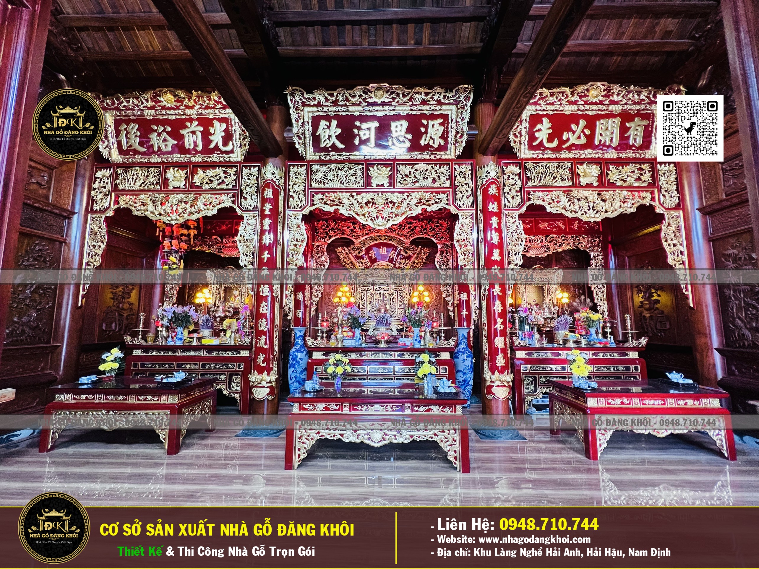 Ảnh Nội Thất Nhà Gỗ 3 Gian Lim Họ Nguyễn - Nhà Gỗ Đăng Khôi 4