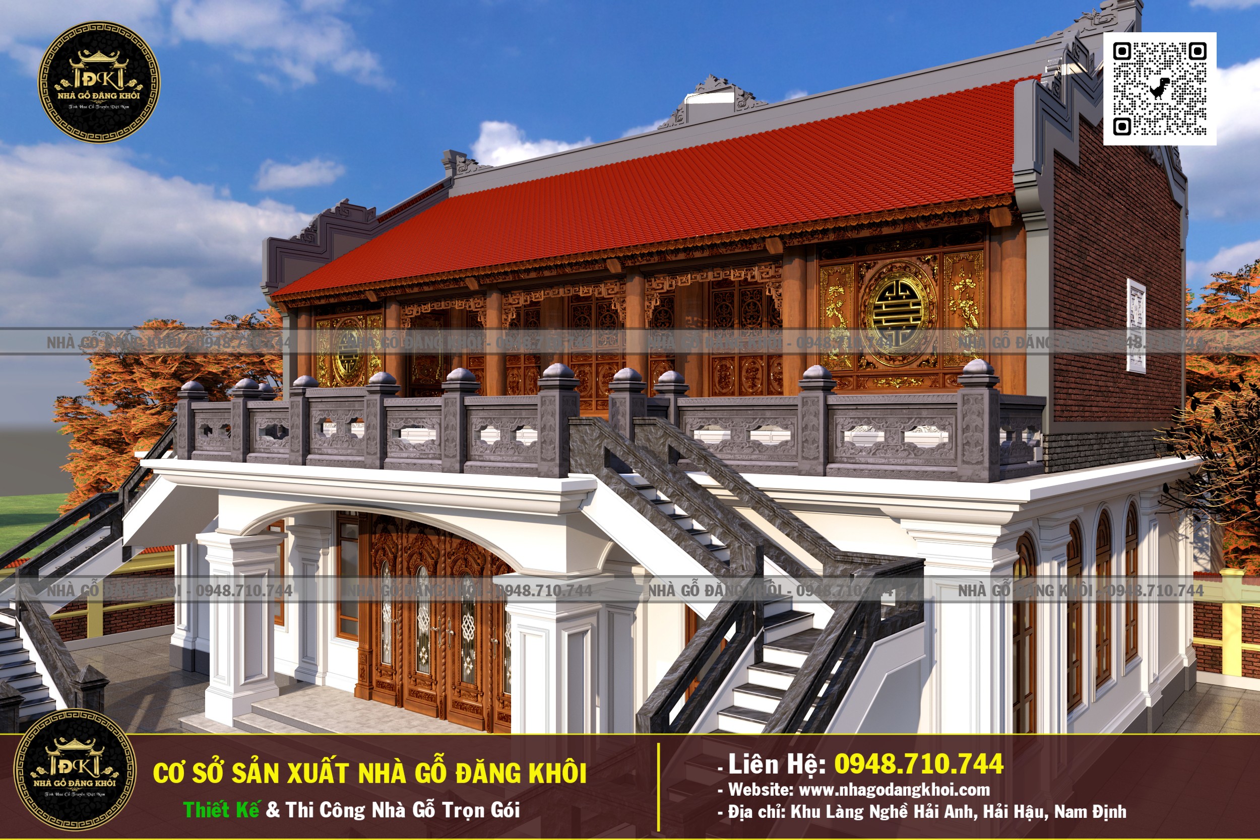 Ảnh Nhà Gỗ 5 Gian 2 Tầng Lim Nam Phi - Nhà Gỗ Đăng Khôi 2