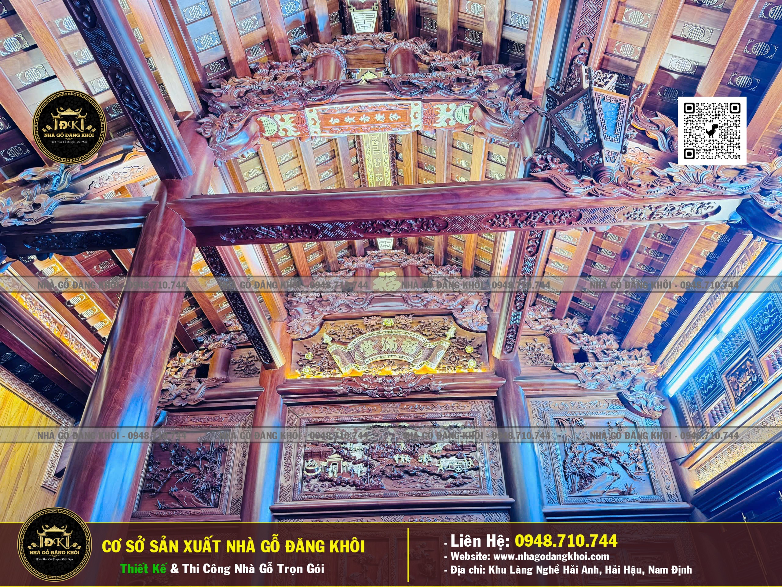 Ảnh Nội Thất Nhà Gỗ 5 Gian Căm Xe Lào - Nhà Gỗ Đăng Khôi 10
