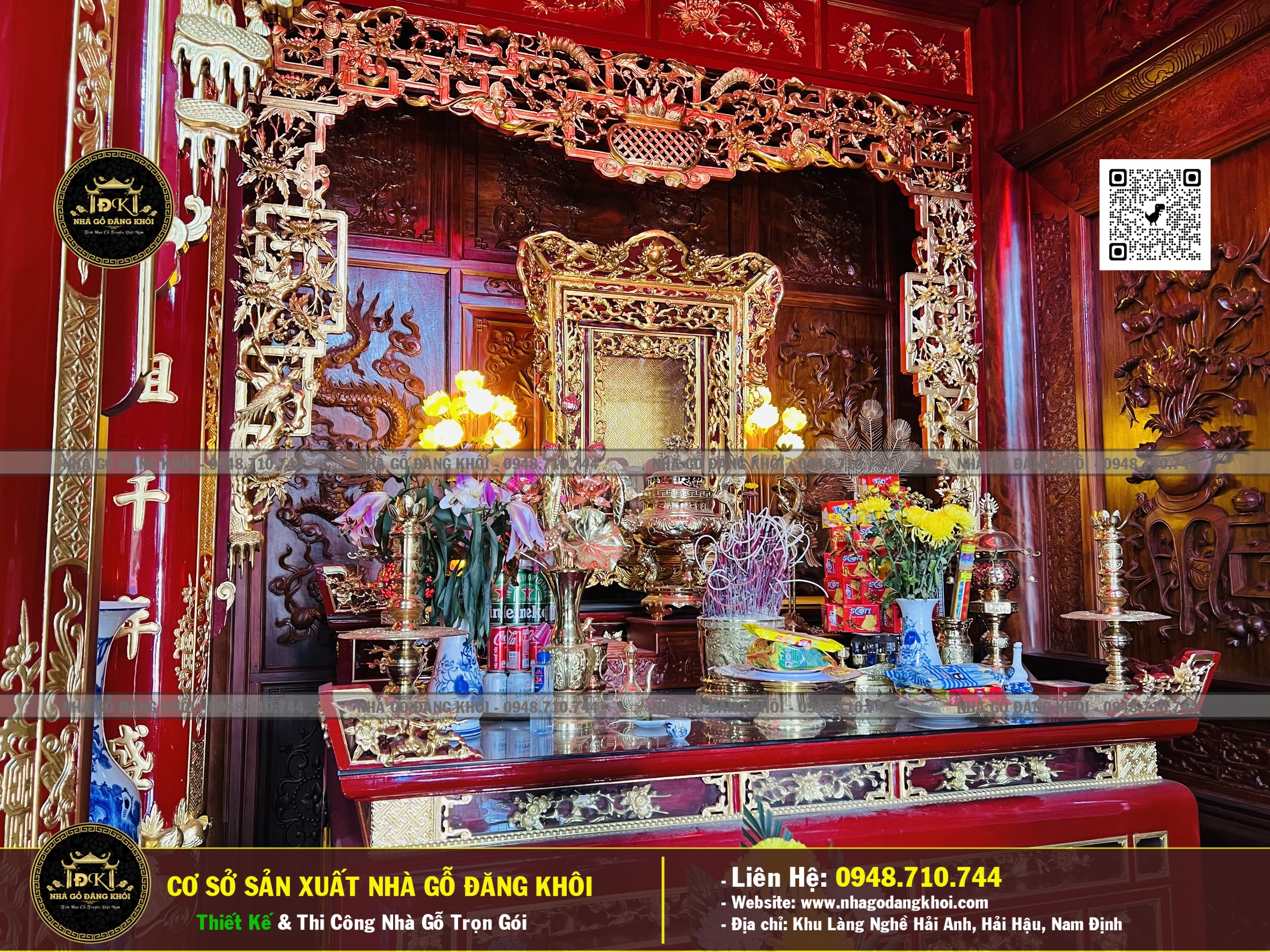 Ảnh Nội Thất Nhà Gỗ 3 Gian Lim Họ Nguyễn - Nhà Gỗ Đăng Khôi 2