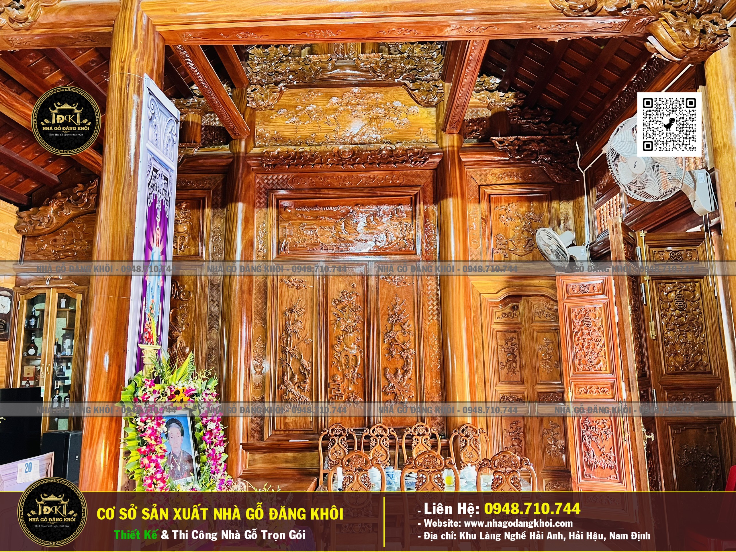 Ảnh Nội Thất Nhà Gỗ 5 Gian Lim Nam Phi - Nhà Gỗ Đăng Khôi 4