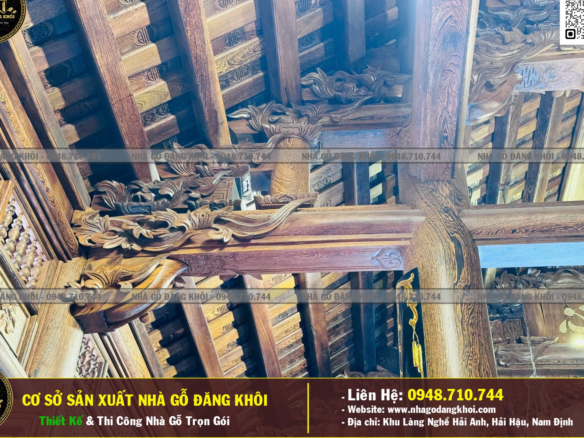 Ảnh Nội Thất NHà GỖ 3 Gian 4 Mái Đao Gỗ Mun Đuôi Công Tại Bình Dương ! 8