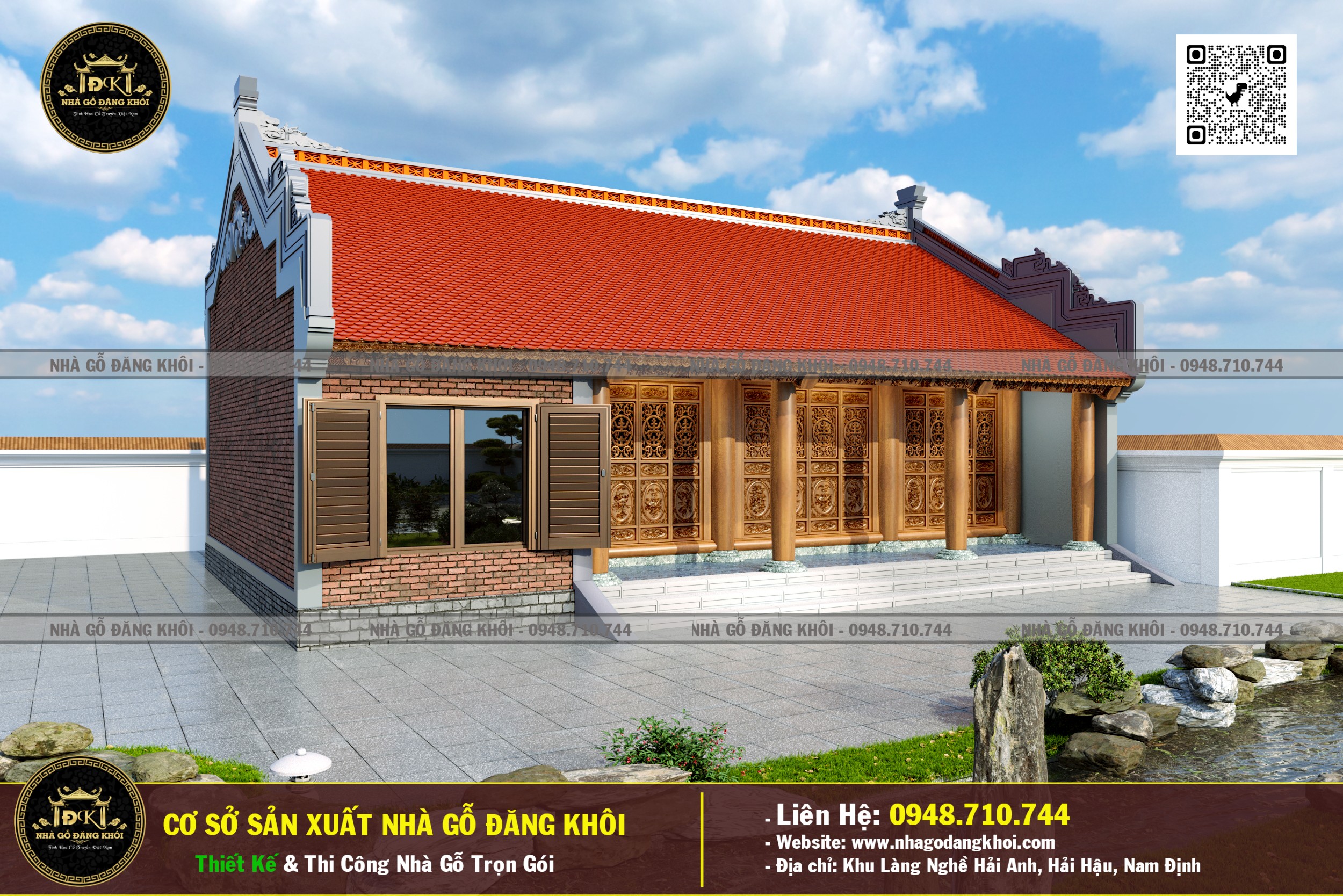 Ảnh Nhà Gỗ 3 Gian 1 Phòng Ngủ Lim Nam Phi - Nhà Gỗ Đăng Khôi 4