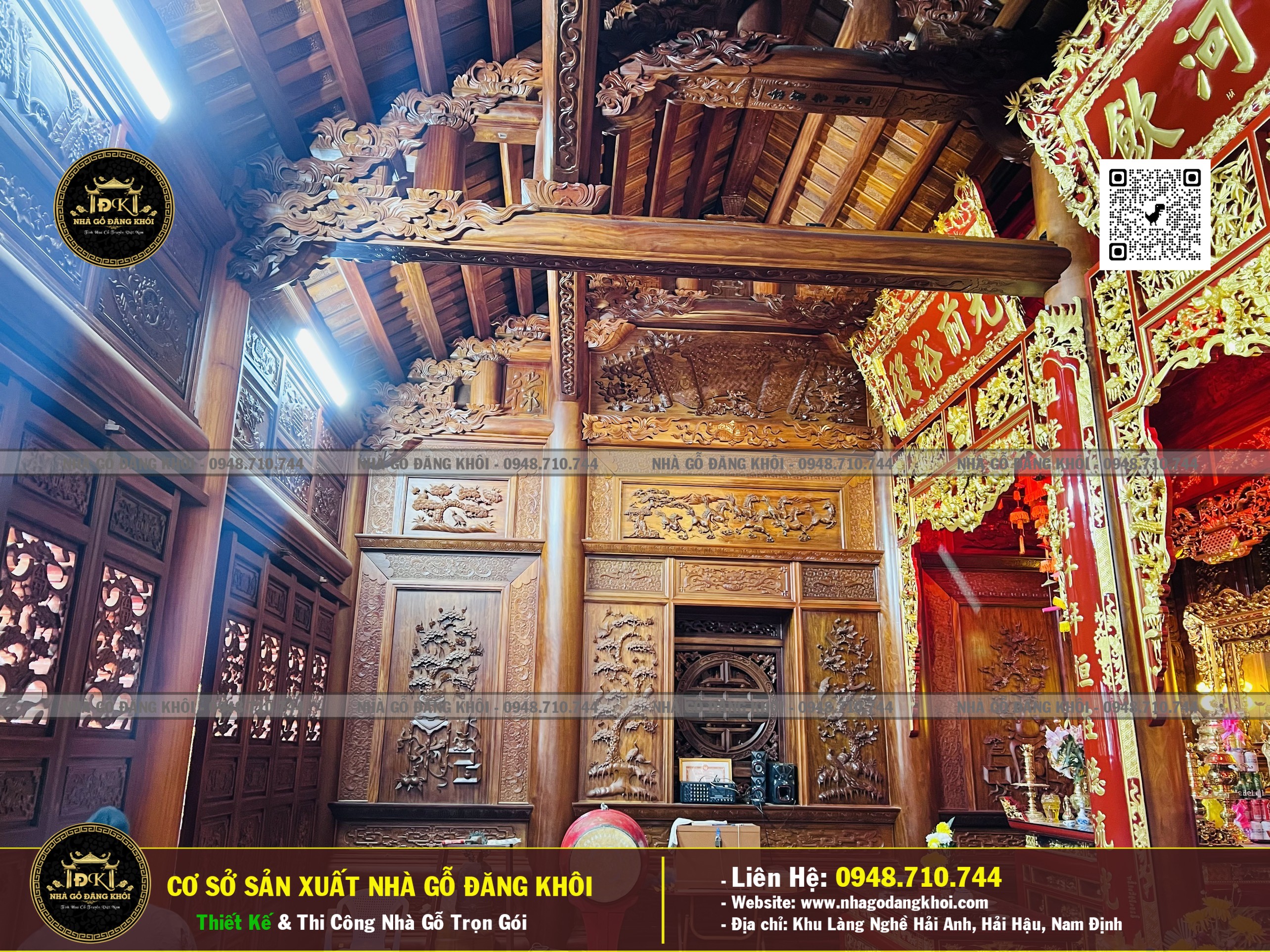 Ảnh Nội Thất Nhà Gỗ 3 Gian Lim Họ Nguyễn - Nhà Gỗ Đăng Khôi 7