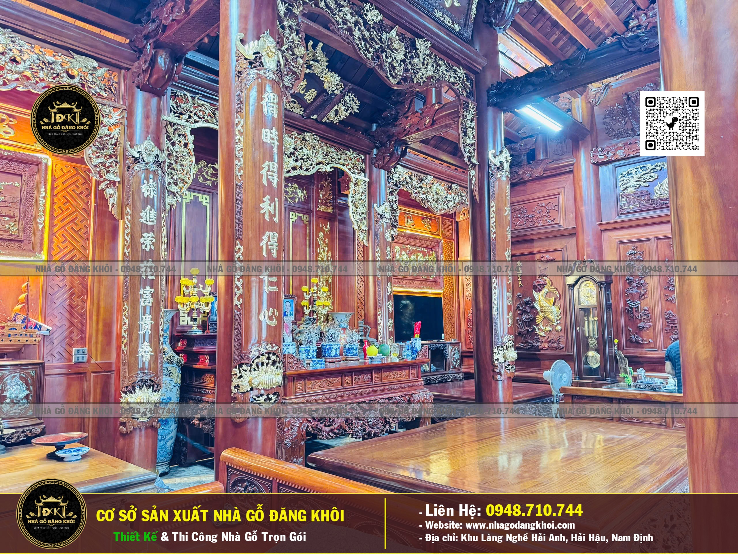 Ảnh Nội Thất Nhà Gỗ 5 Gian Lim Lào - Nhà Gỗ Đăng Khôi 3