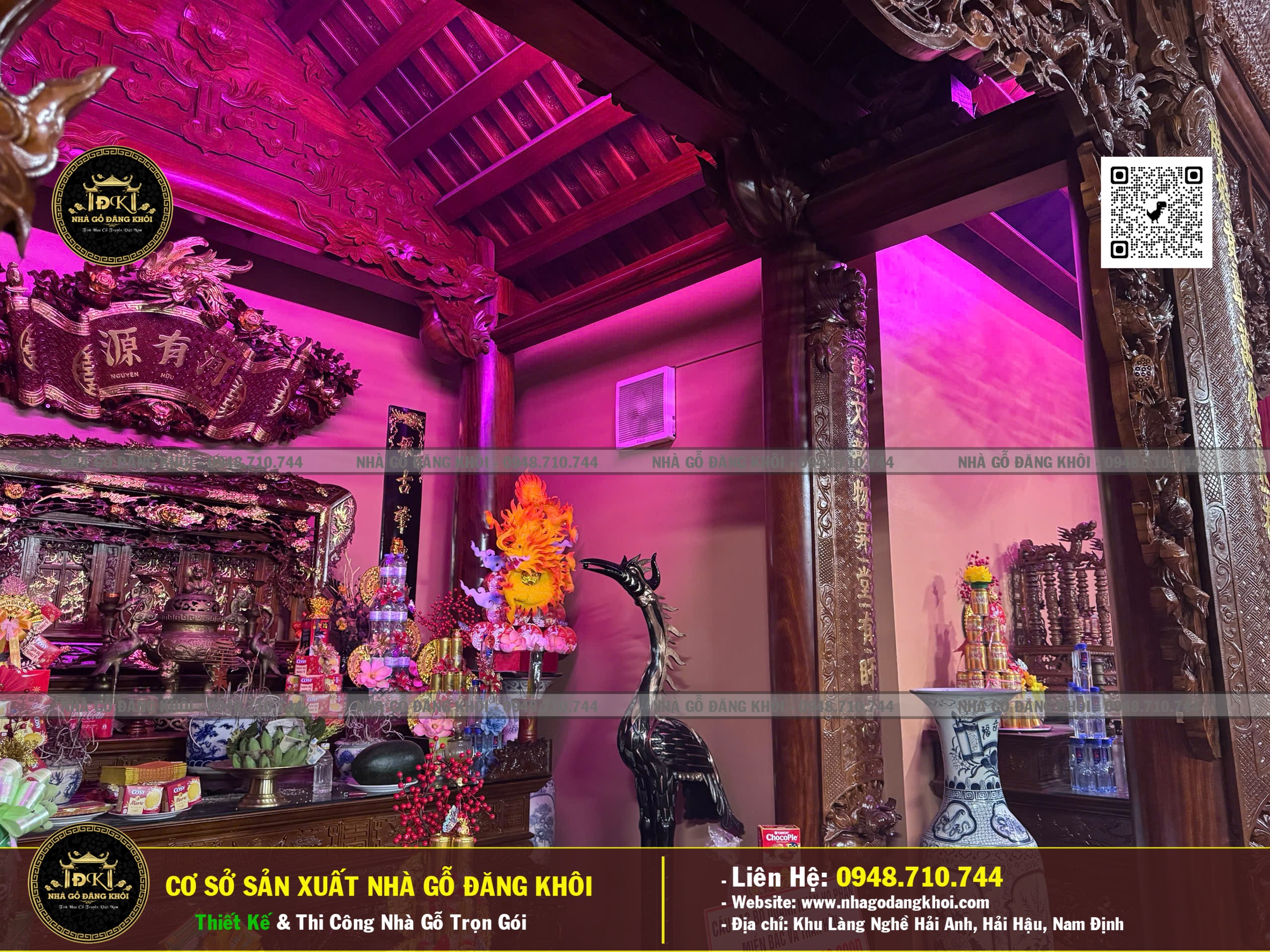 Ảnh Nội Thất Nhà Gỗ 3 Gian 1 Hậu Cung Lim Nam Phi ,Nhà Thờ Họ Phan Nhà Gỗ Đăng khôi 4