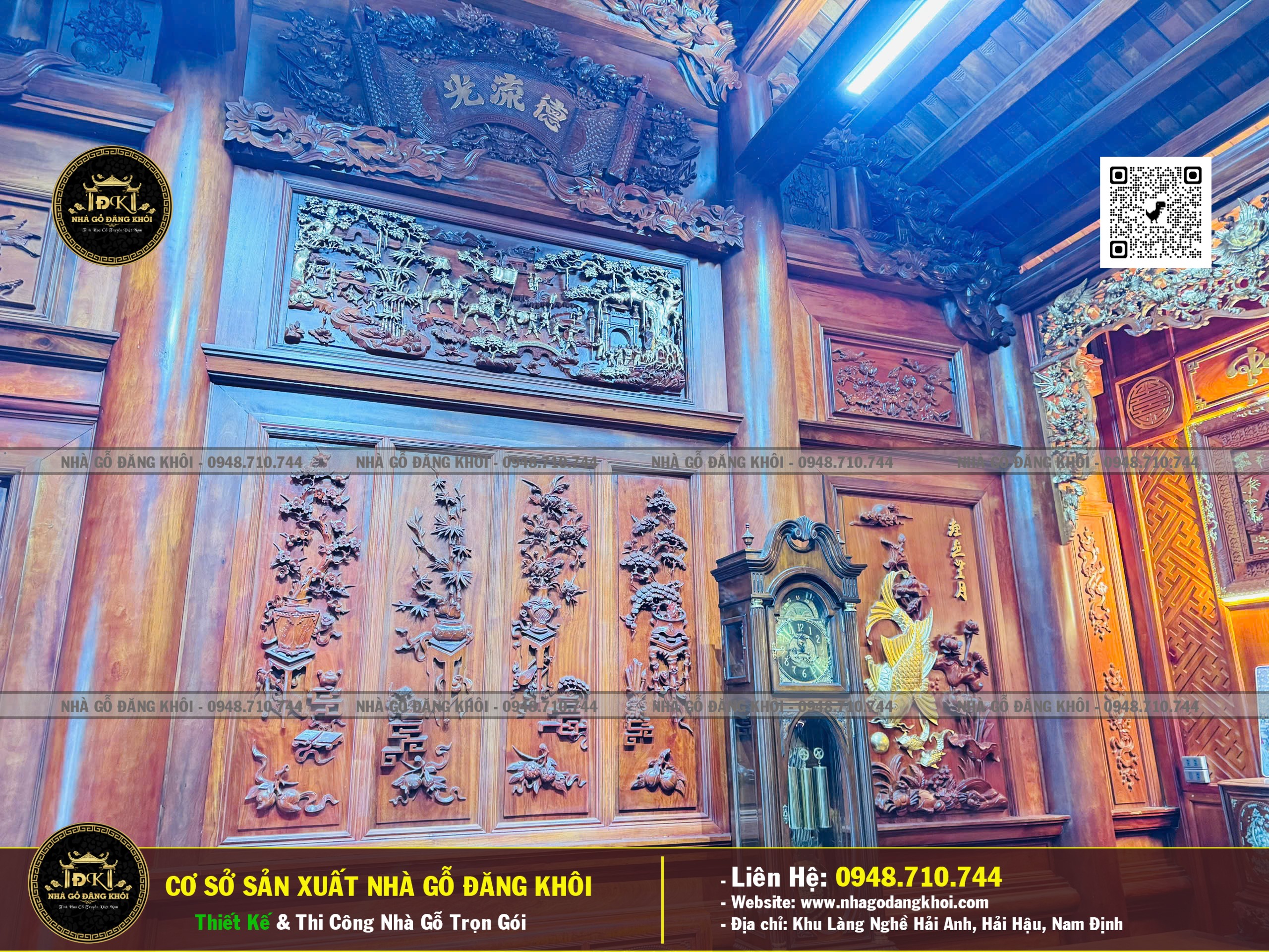 Ảnh Nội Thất Nhà Gỗ 5 Gian Lim Lào - Nhà Gỗ Đăng Khôi 6