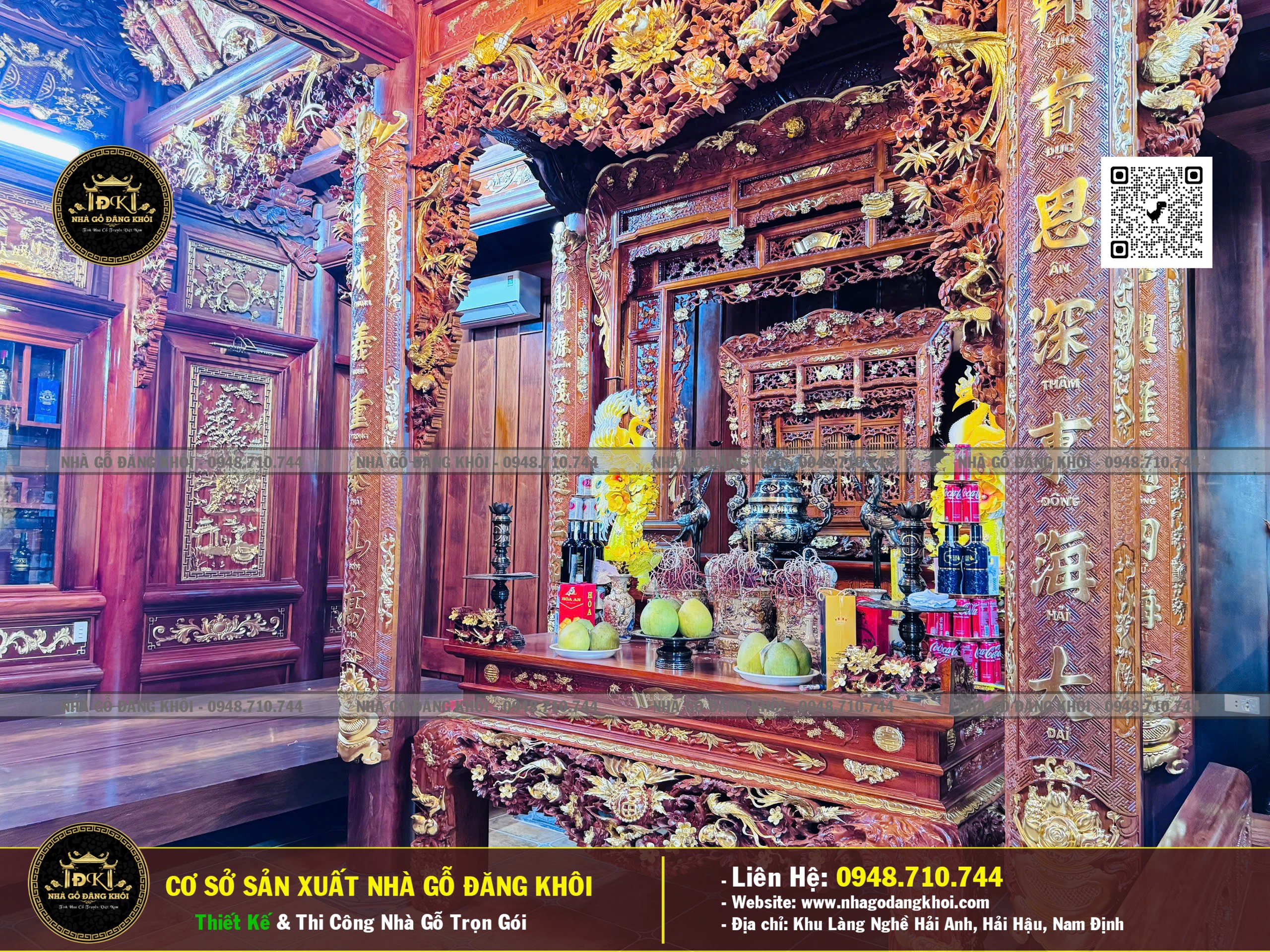 Ảnh Nội Thất Nhà Gỗ 3 Gian Căm Xe Lào - Nhà Gỗ Đăng Khôi 4