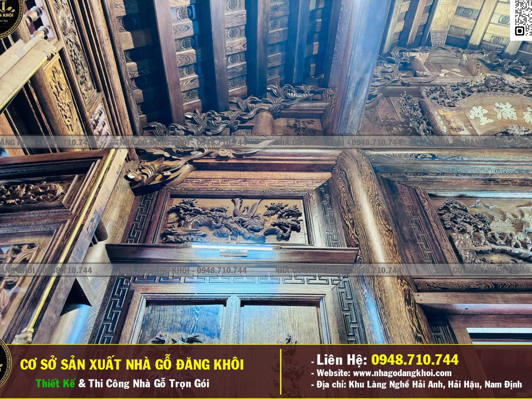 Ảnh Nội Thất NHà GỖ 3 Gian 4 Mái Đao Gỗ Mun Đuôi Công Tại Bình Dương ! 6