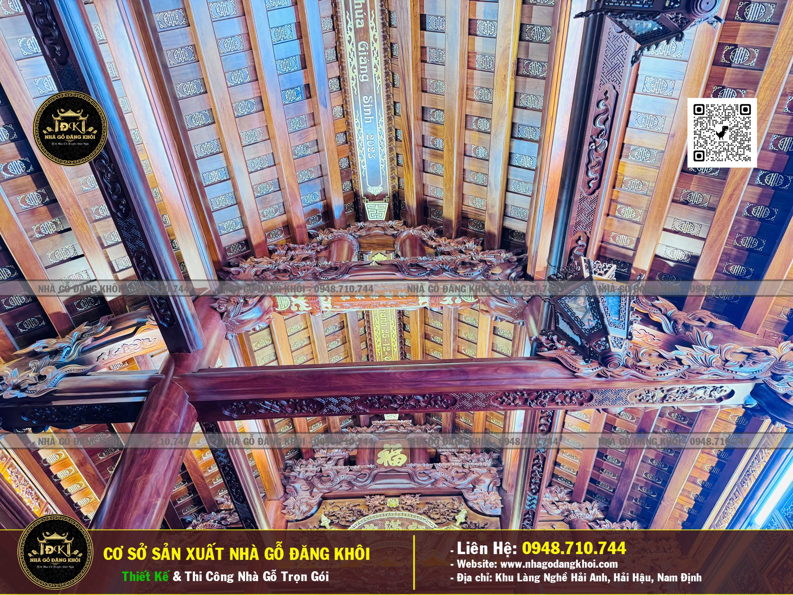 Ảnh Nội Thất Nhà Gỗ 5 Gian Căm Xe Lào - Nhà Gỗ Đăng Khôi 9