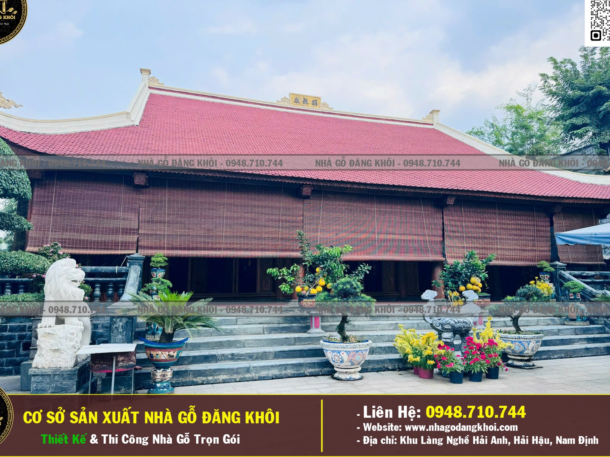 Ảnh Thi Công Nhà Gỗ 3 Gian Mái Đao Gỗ Mun Đuôi Công 1