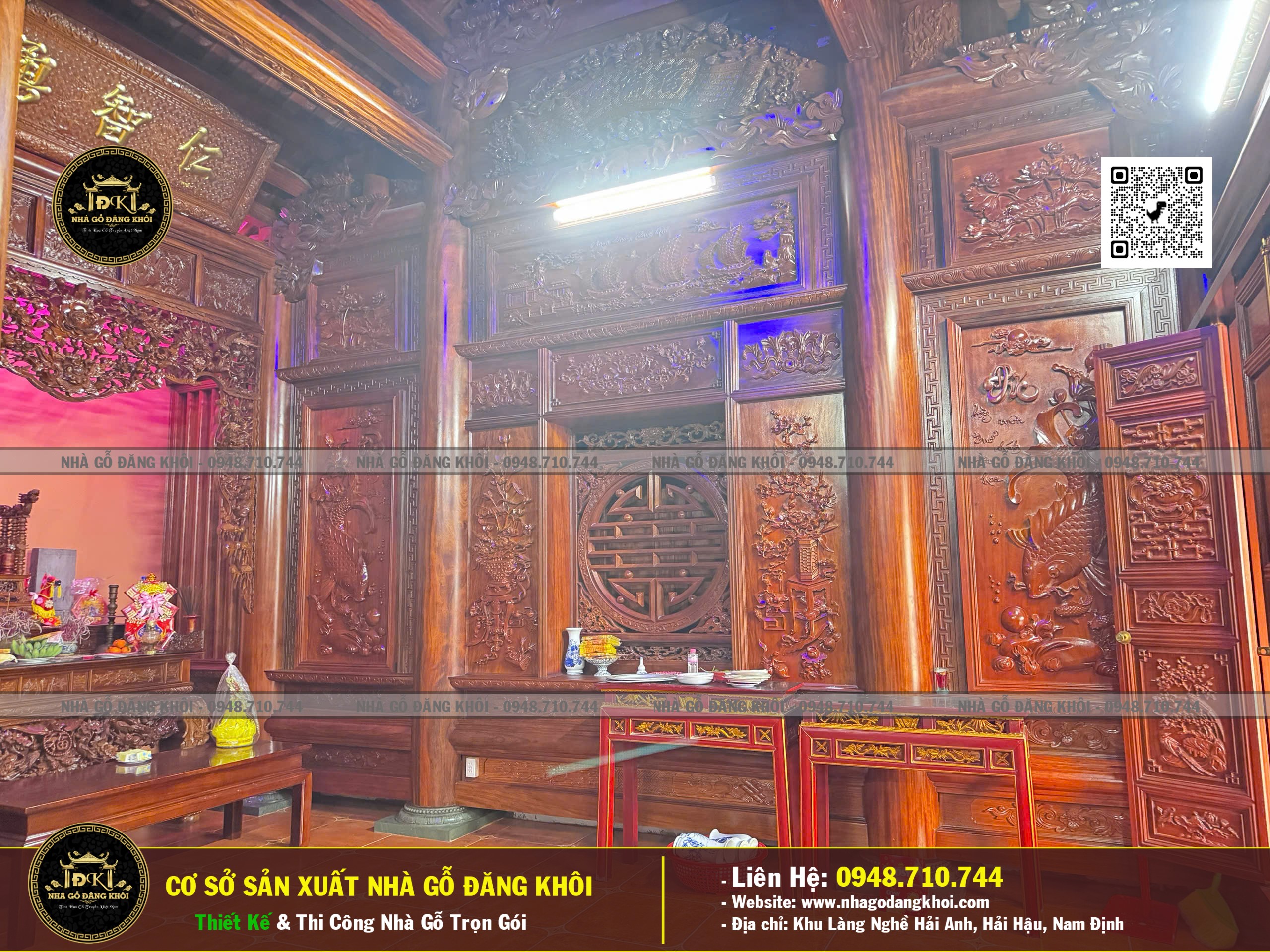 Ảnh Nội Thất Nhà Gỗ 3 Gian 1 Hậu Cung Lim Nam Phi ,Nhà Thờ Họ Phan Nhà Gỗ Đăng khôi 1