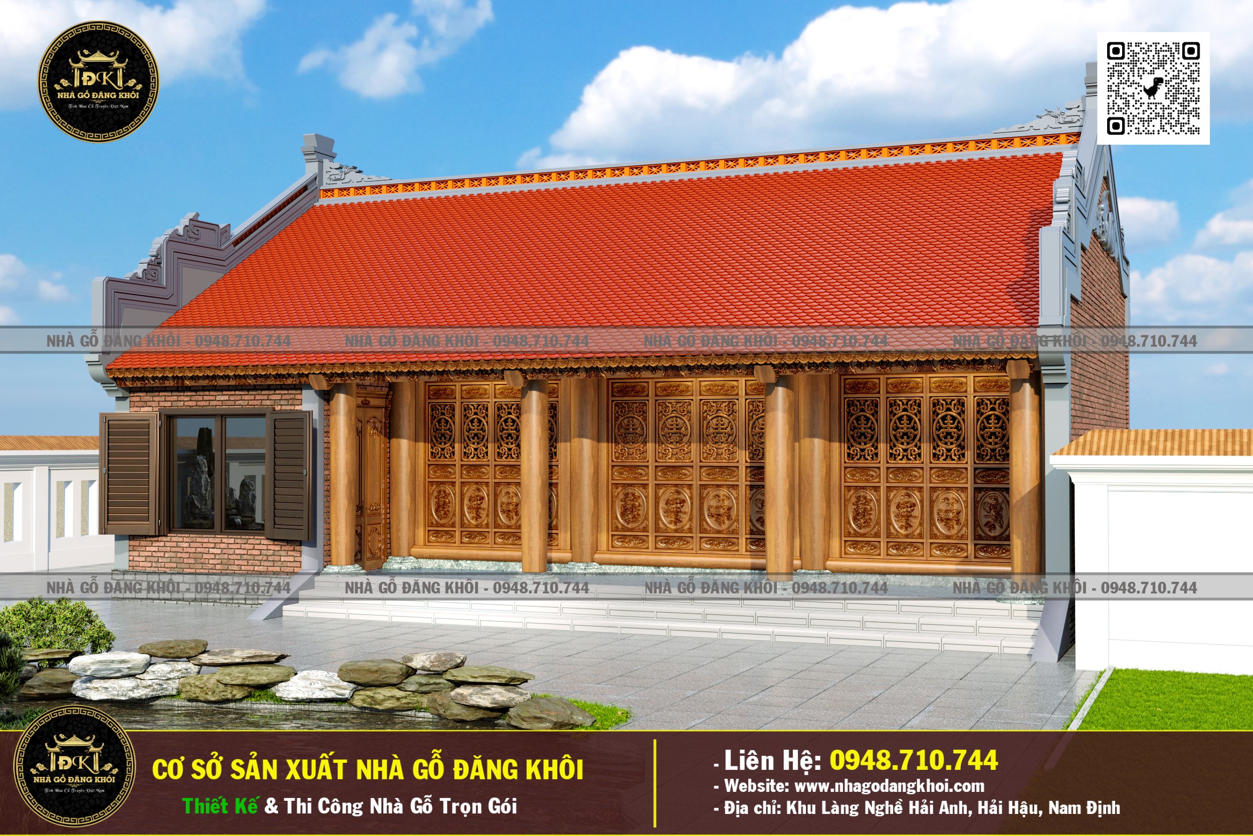 Ảnh Nhà Gỗ 3 Gian 1 Phòng Ngủ Lim Nam Phi - Nhà Gỗ Đăng Khôi 5