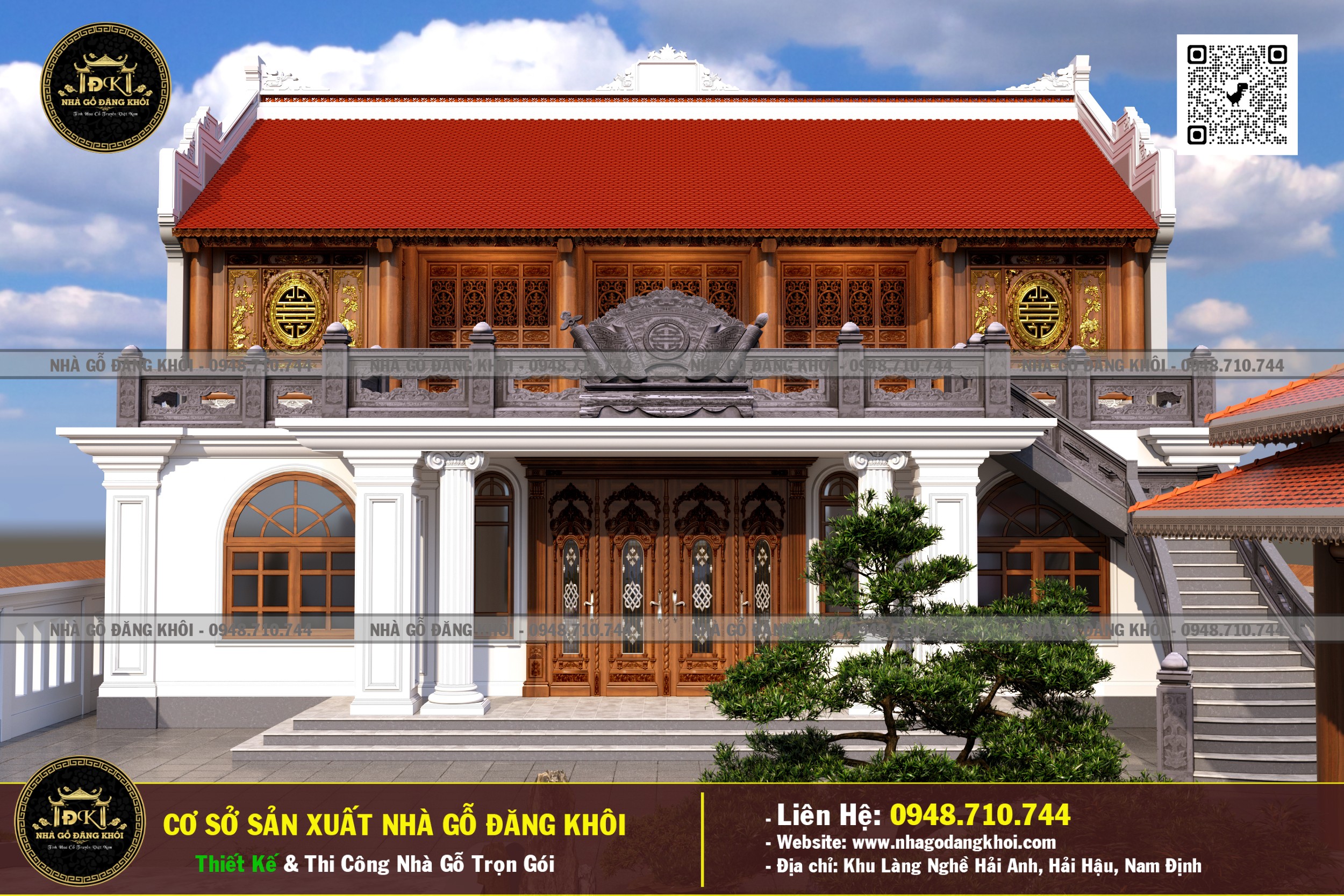 Nhà Gỗ 5 Gian 2 Tầng Căm Xe Lào - Nhà Gỗ Đăng Khôi!