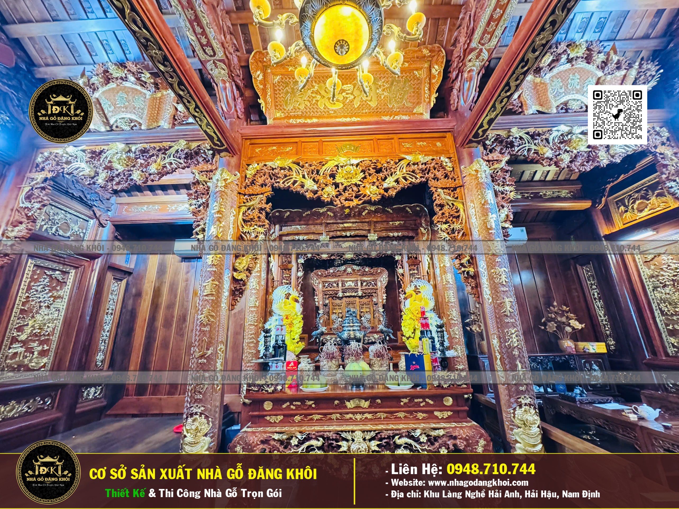 Ảnh Nội Thất Nhà Gỗ 3 Gian Căm Xe Lào - Nhà Gỗ Đăng Khôi 6