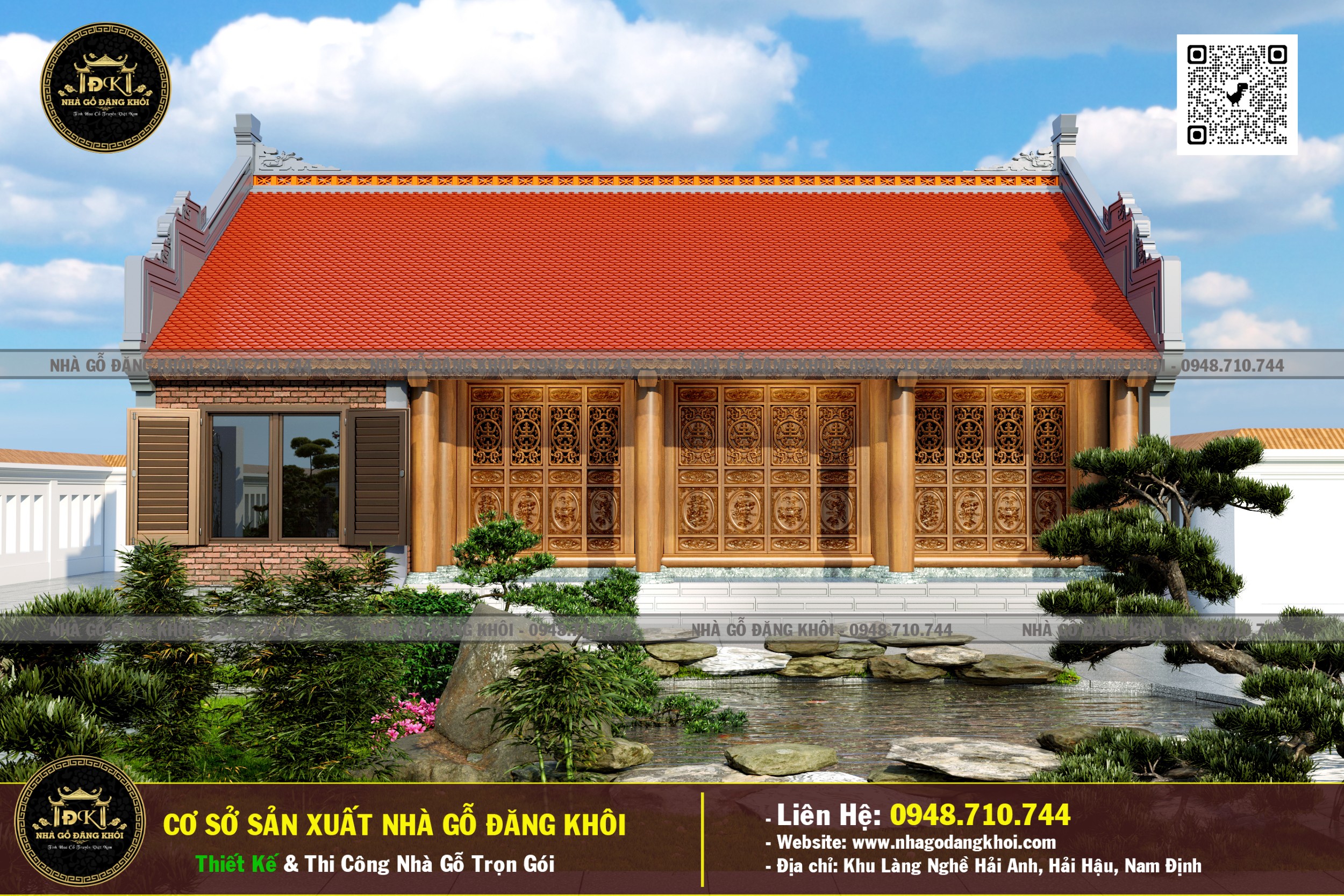 Ảnh Nhà Gỗ 3 Gian 1 Phòng Ngủ Lim Nam Phi - Nhà Gỗ Đăng Khôi 2