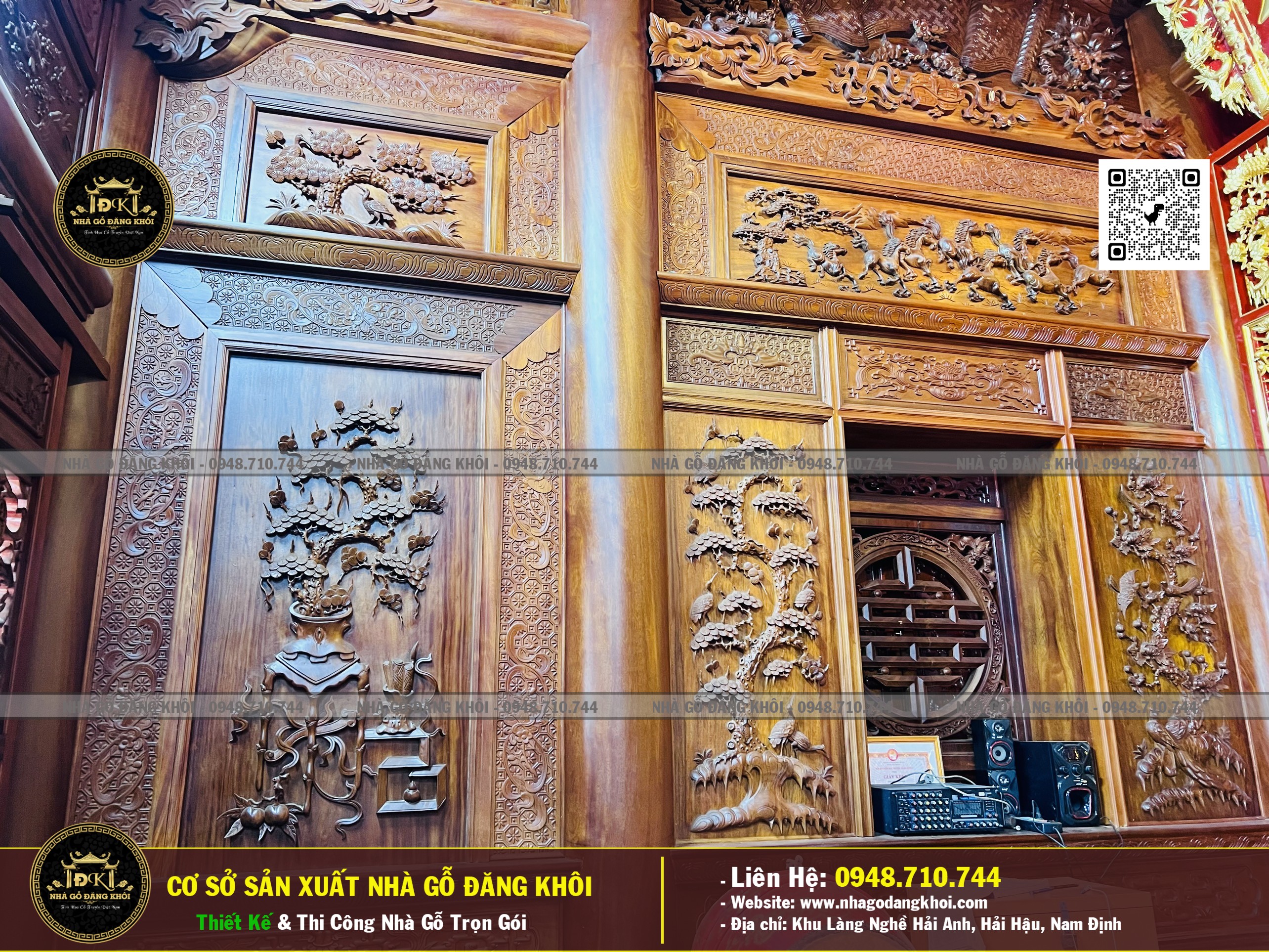 Ảnh Nội Thất Nhà Gỗ 3 Gian Lim Họ Nguyễn - Nhà Gỗ Đăng Khôi 3
