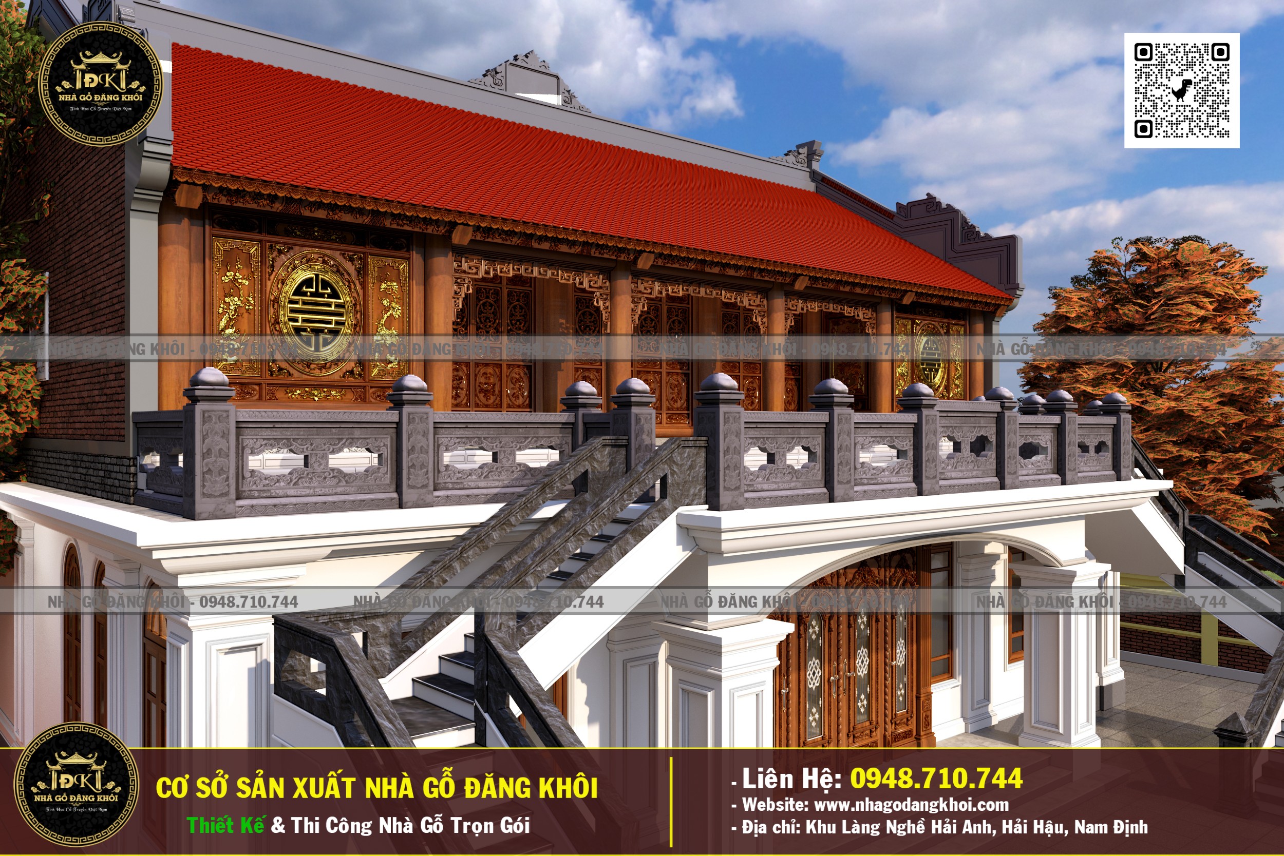 Ảnh Nhà Gỗ 5 Gian 2 Tầng Lim Nam Phi - Nhà Gỗ Đăng Khôi 5