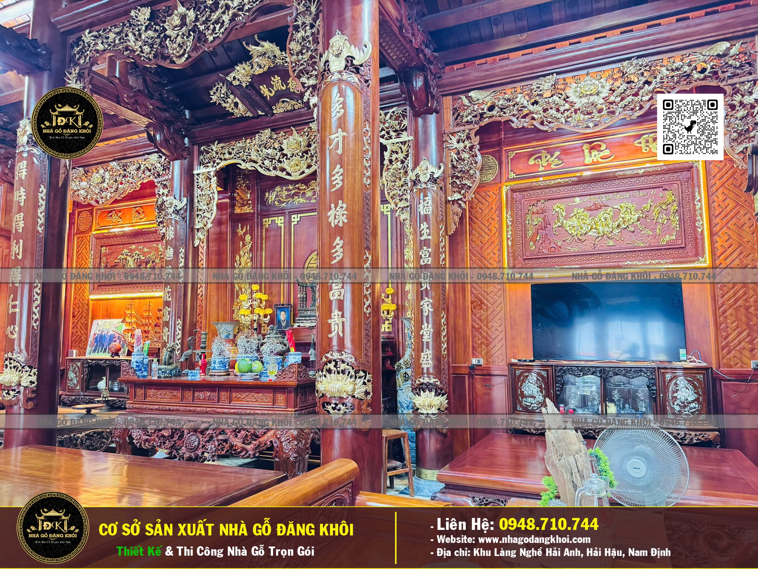 Nội Thất Nhà Gỗ 5 Gian Lim Lào - Nhà Gỗ Đăng Khôi
