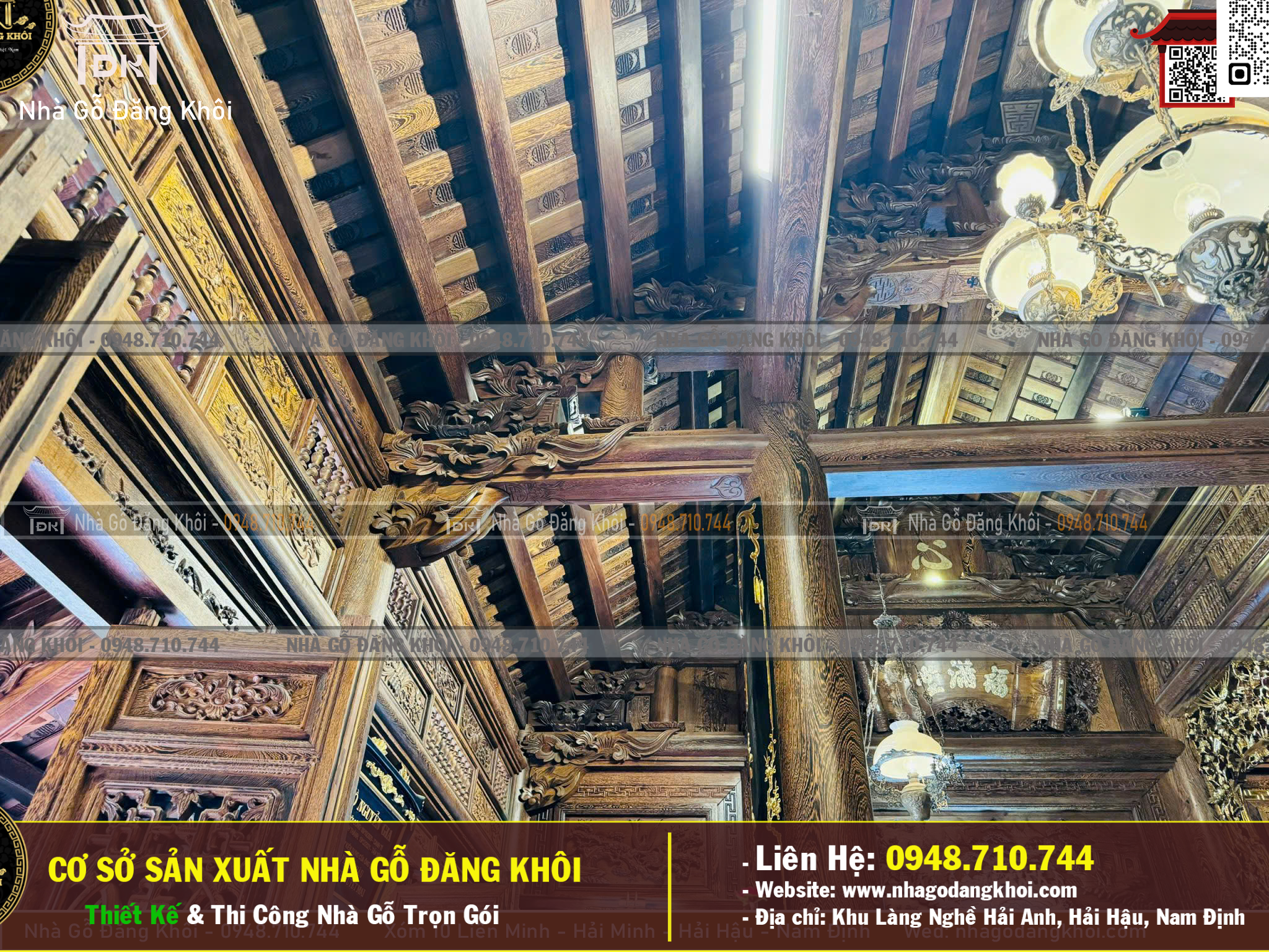 Ảnh Nội Thất NHà GỖ 3 Gian 4 Mái Đao Gỗ Mun Đuôi Công Tại Bình Dương ! 11