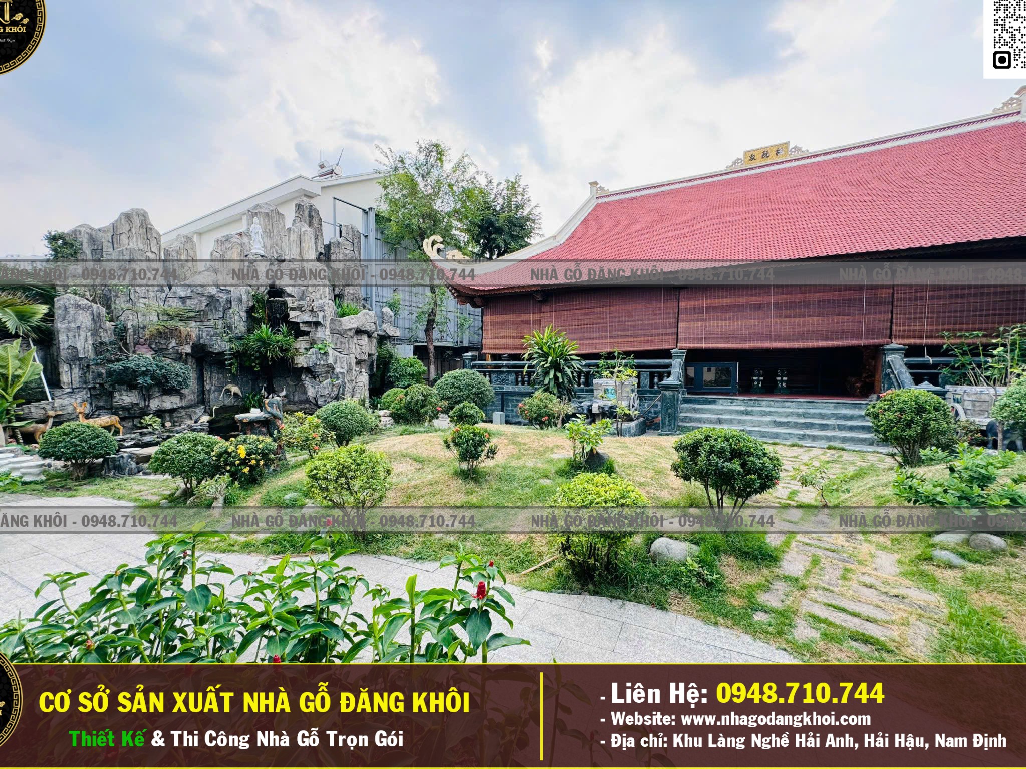 Ảnh Thi Công Nhà Gỗ 3 Gian Mái Đao Gỗ Mun Đuôi Công 3
