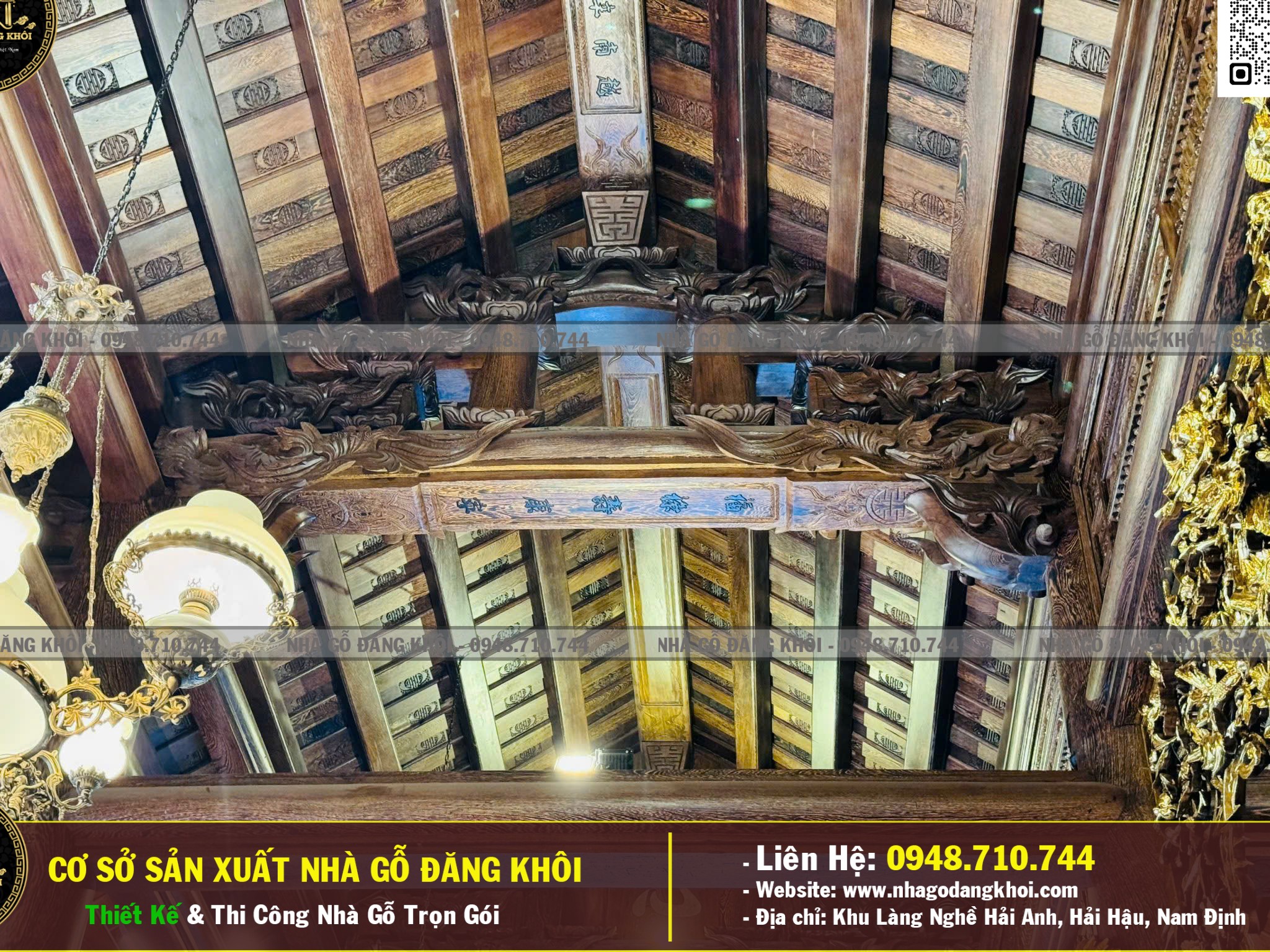 Ảnh Nội Thất NHà GỖ 3 Gian 4 Mái Đao Gỗ Mun Đuôi Công Tại Bình Dương ! 5