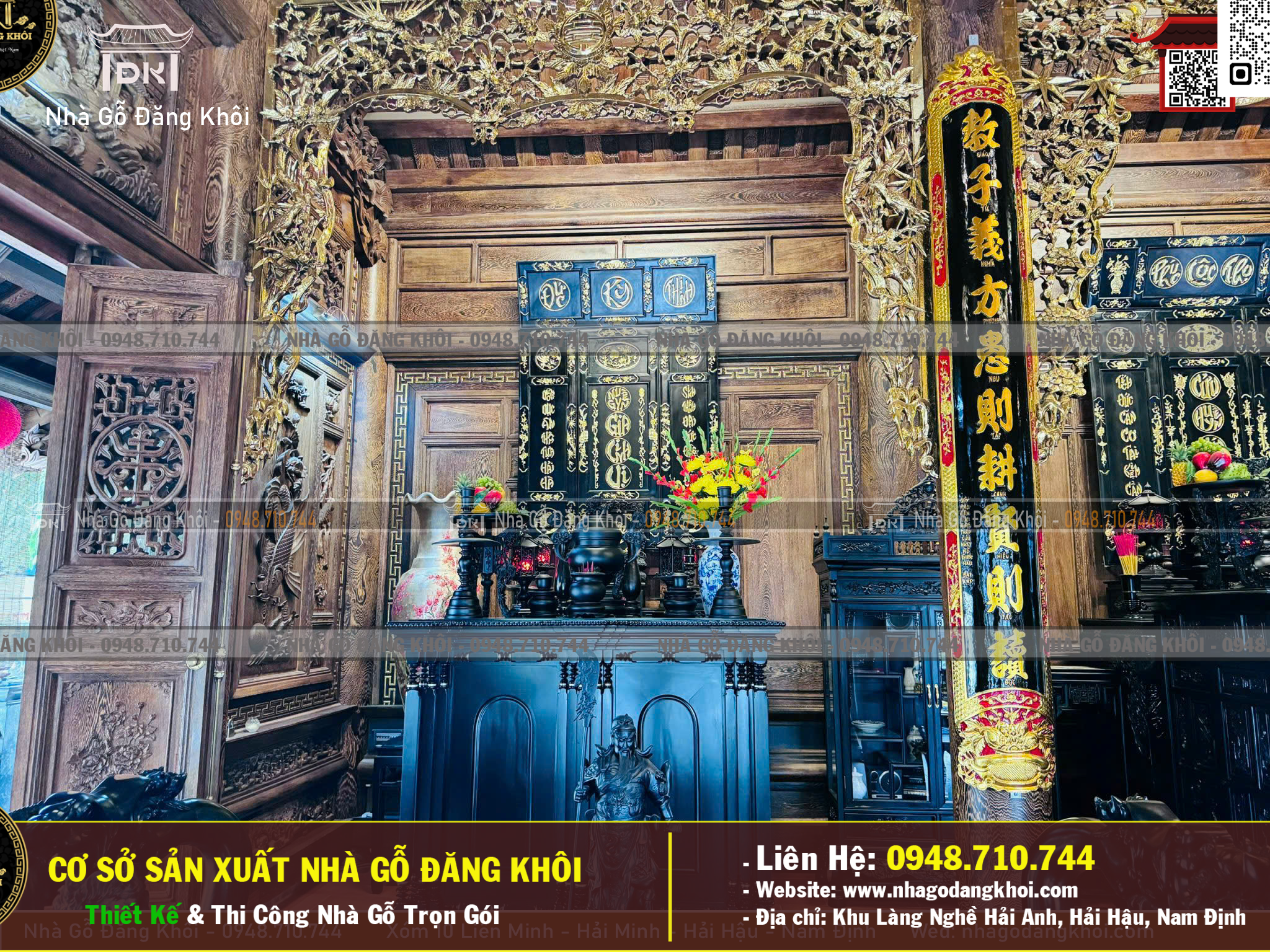 Nội Thất NHà GỖ 3 Gian 4 Mái Đao Gỗ Mun Đuôi Công Tại Bình Dương !