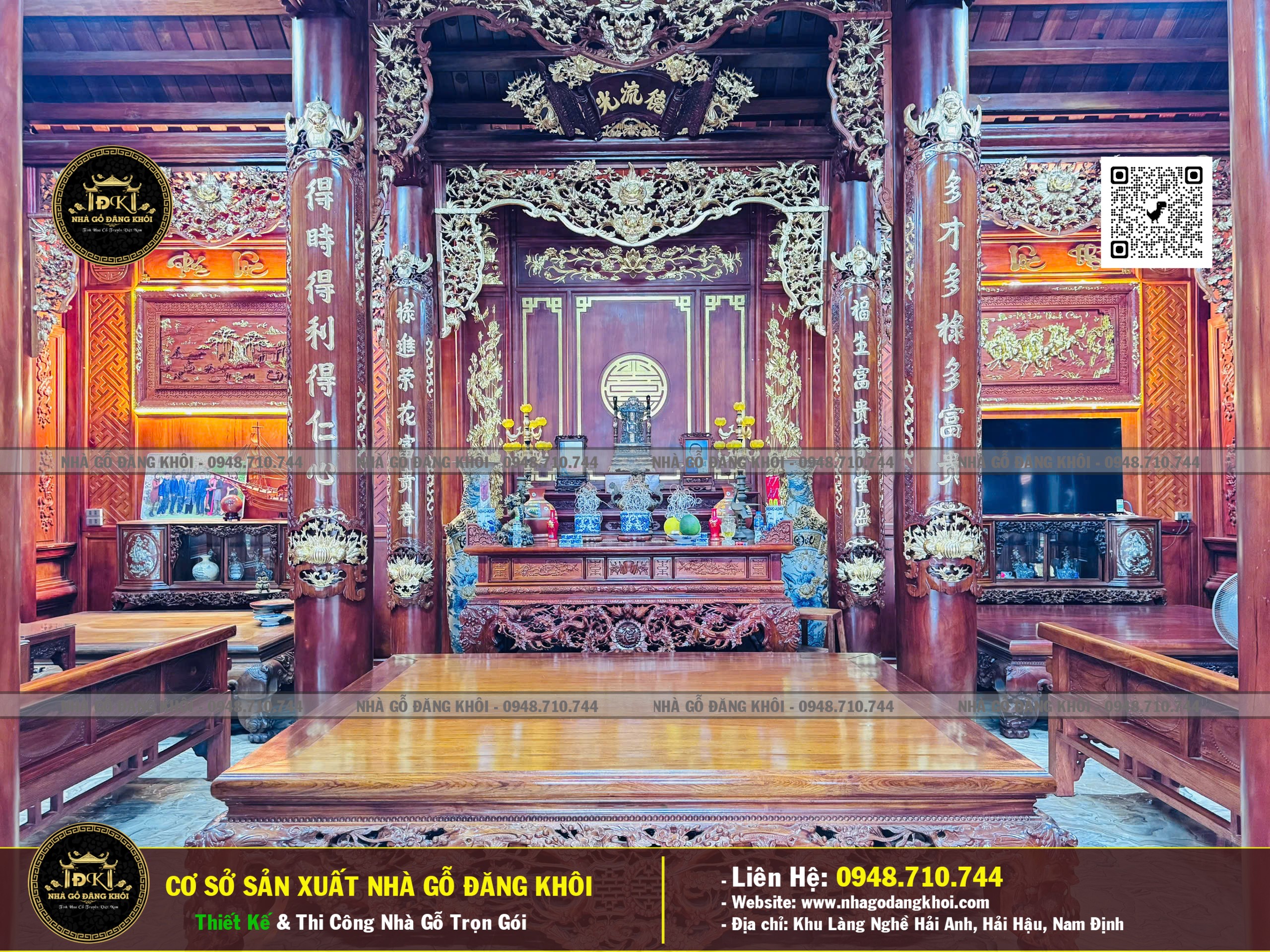 Ảnh Nội Thất Nhà Gỗ 5 Gian Lim Lào - Nhà Gỗ Đăng Khôi 5