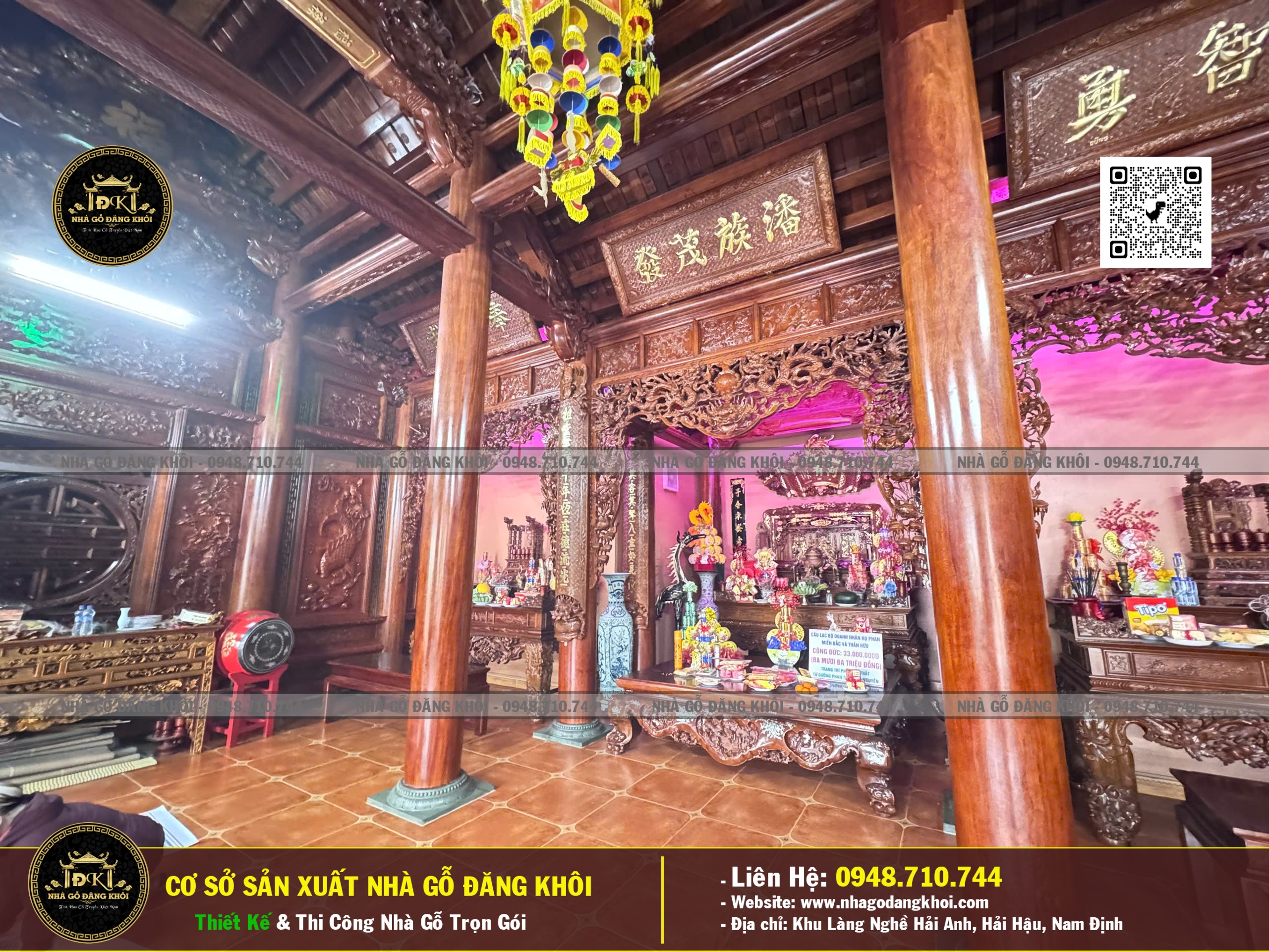 Ảnh Nội Thất Nhà Gỗ 3 Gian 1 Hậu Cung Lim Nam Phi ,Nhà Thờ Họ Phan Nhà Gỗ Đăng khôi 11