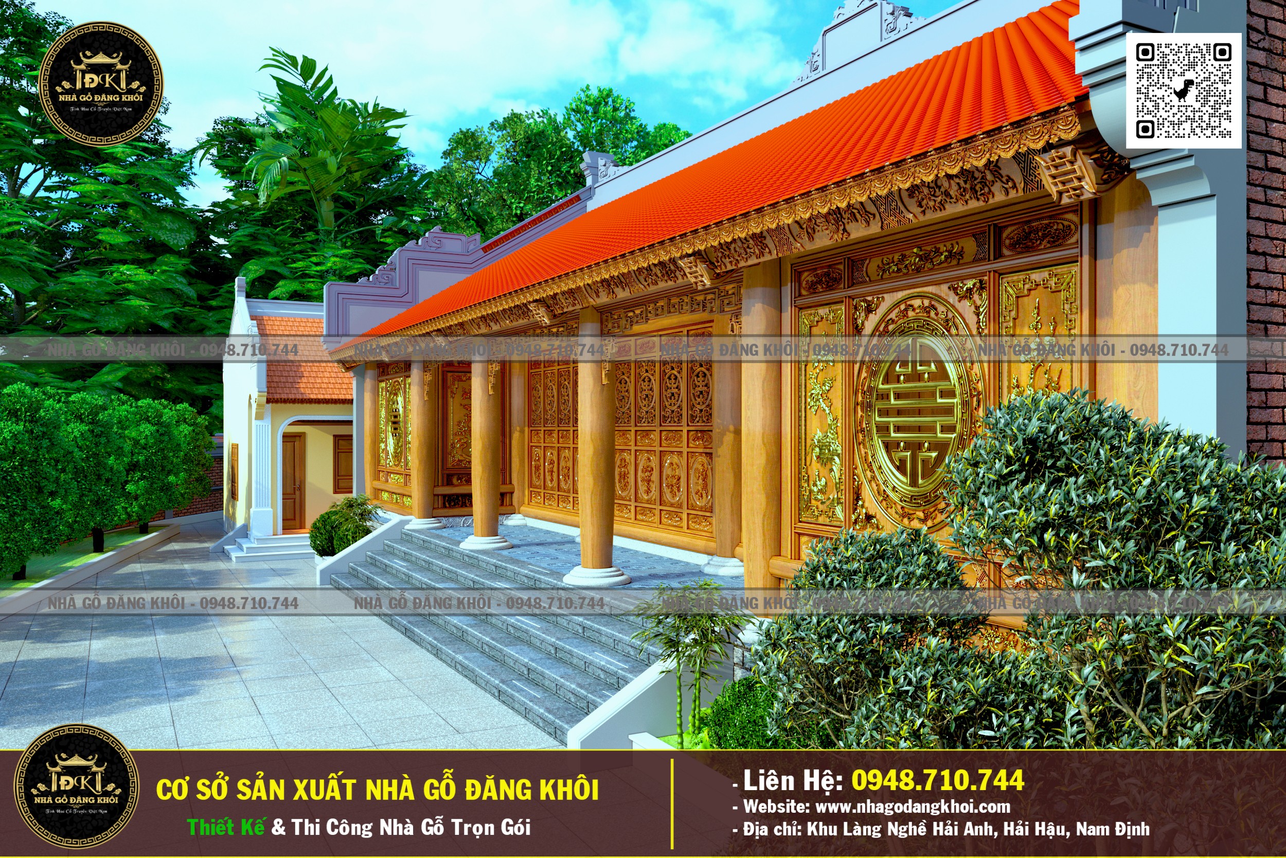 Ảnh Nhà Gỗ 5 Gian Lim Nam Phi Tại Vụ Bản - Nhà Gỗ Đăng Khôi 7