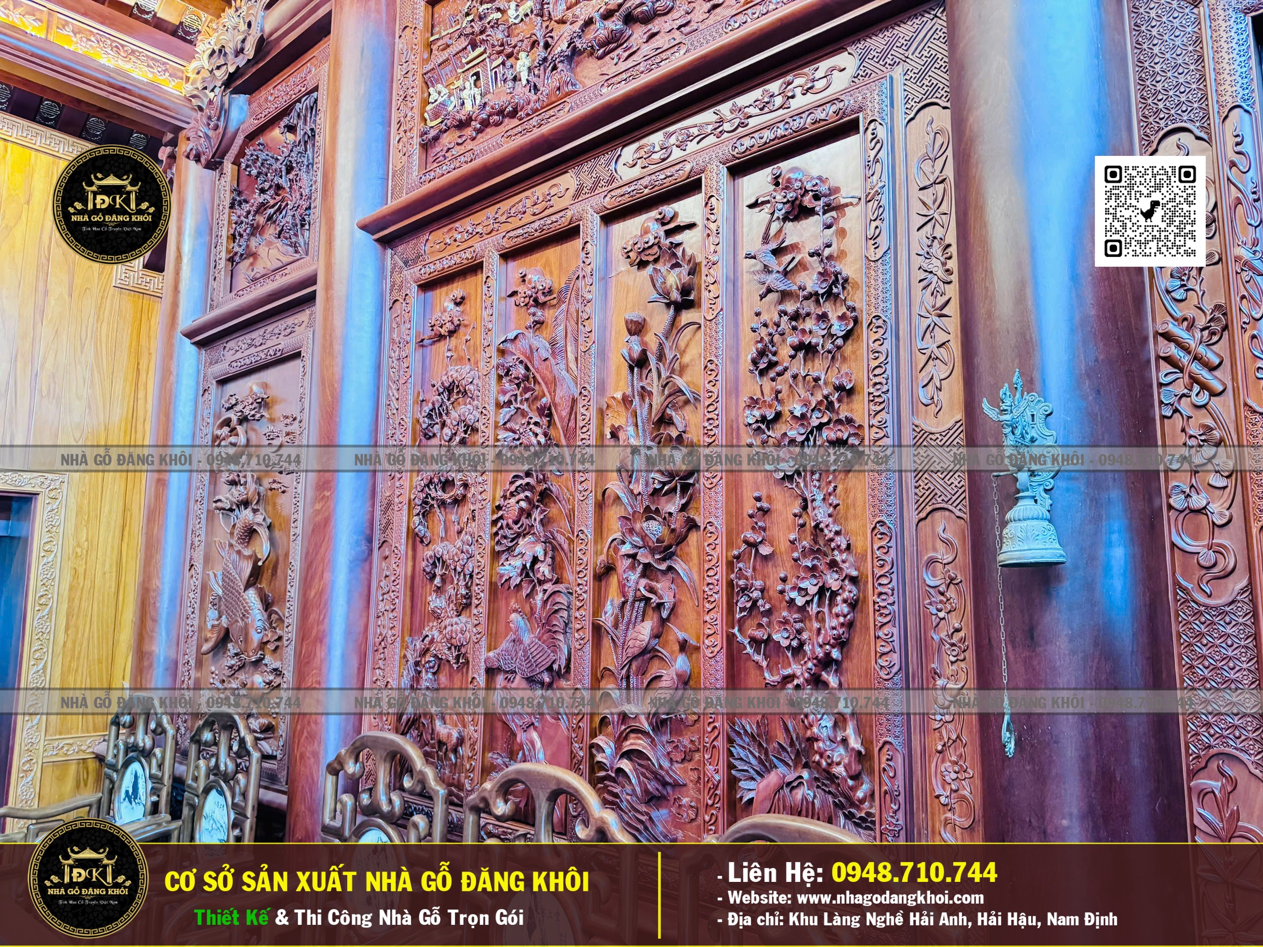 Ảnh Nội Thất Nhà Gỗ 5 Gian Căm Xe Lào - Nhà Gỗ Đăng Khôi 7