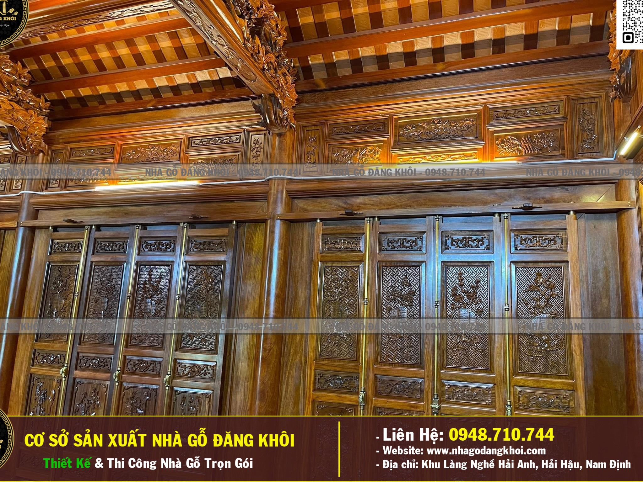 Nội Thất Nhà Gỗ 5 Gian Lim Nam Phi Nam Định - Nhà Gỗ Đăng Khôi