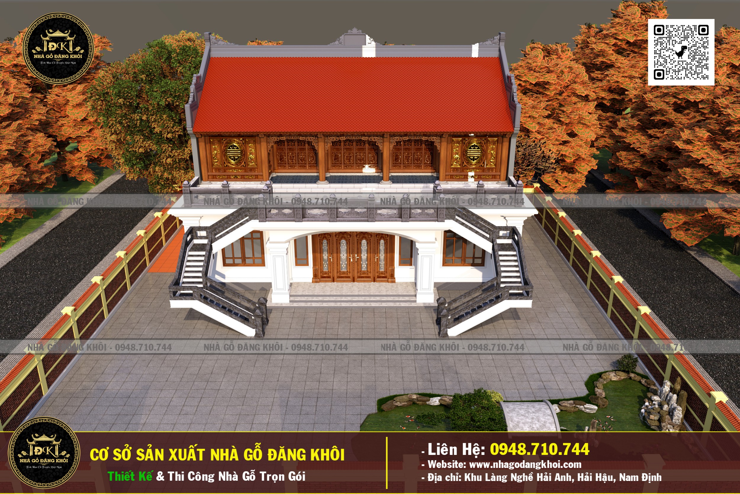 Ảnh Nhà Gỗ 5 Gian 2 Tầng Lim Nam Phi - Nhà Gỗ Đăng Khôi 6