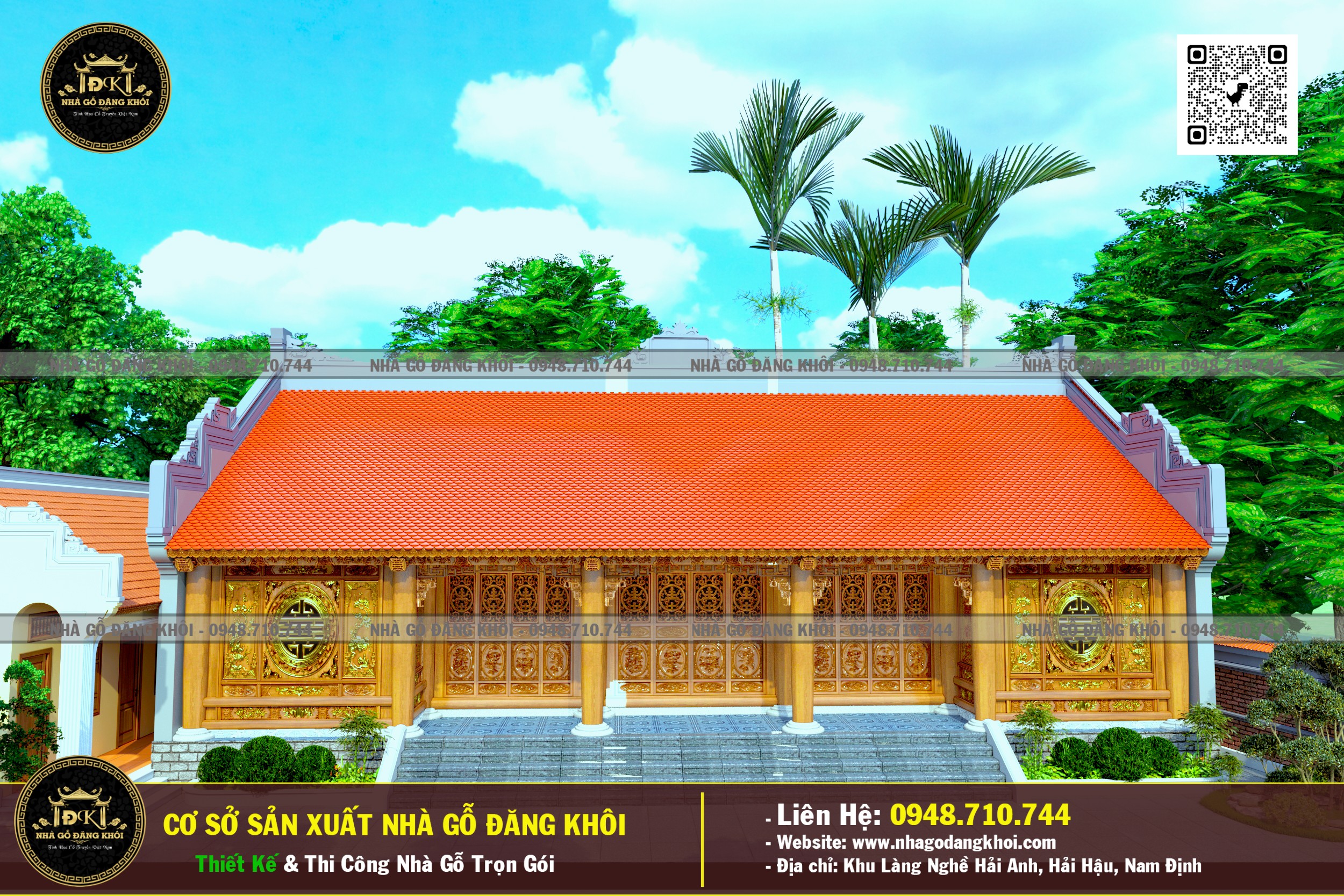 Ảnh Nhà Gỗ 5 Gian Lim Nam Phi Tại Vụ Bản - Nhà Gỗ Đăng Khôi 8