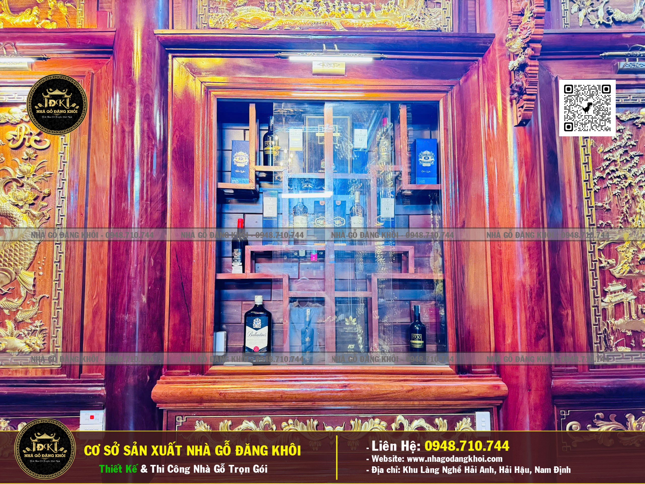 Ảnh Nội Thất Nhà Gỗ 3 Gian Căm Xe Lào - Nhà Gỗ Đăng Khôi 2
